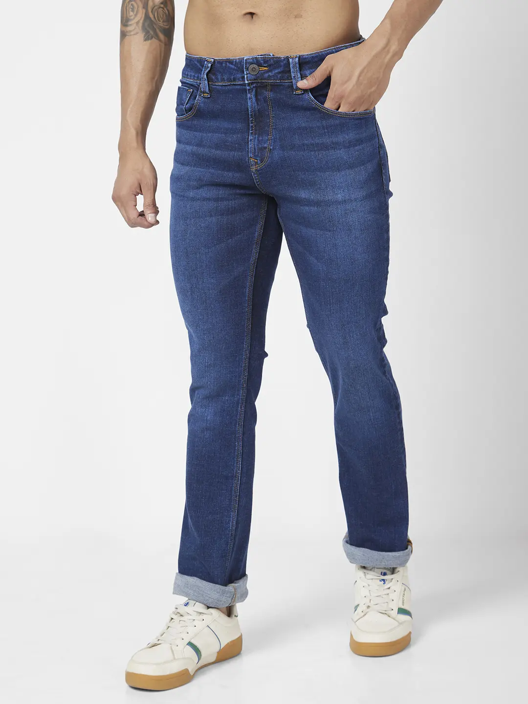 Men Rafter Jeans Boot Cut Fit Blue Mid Rise - Image 4