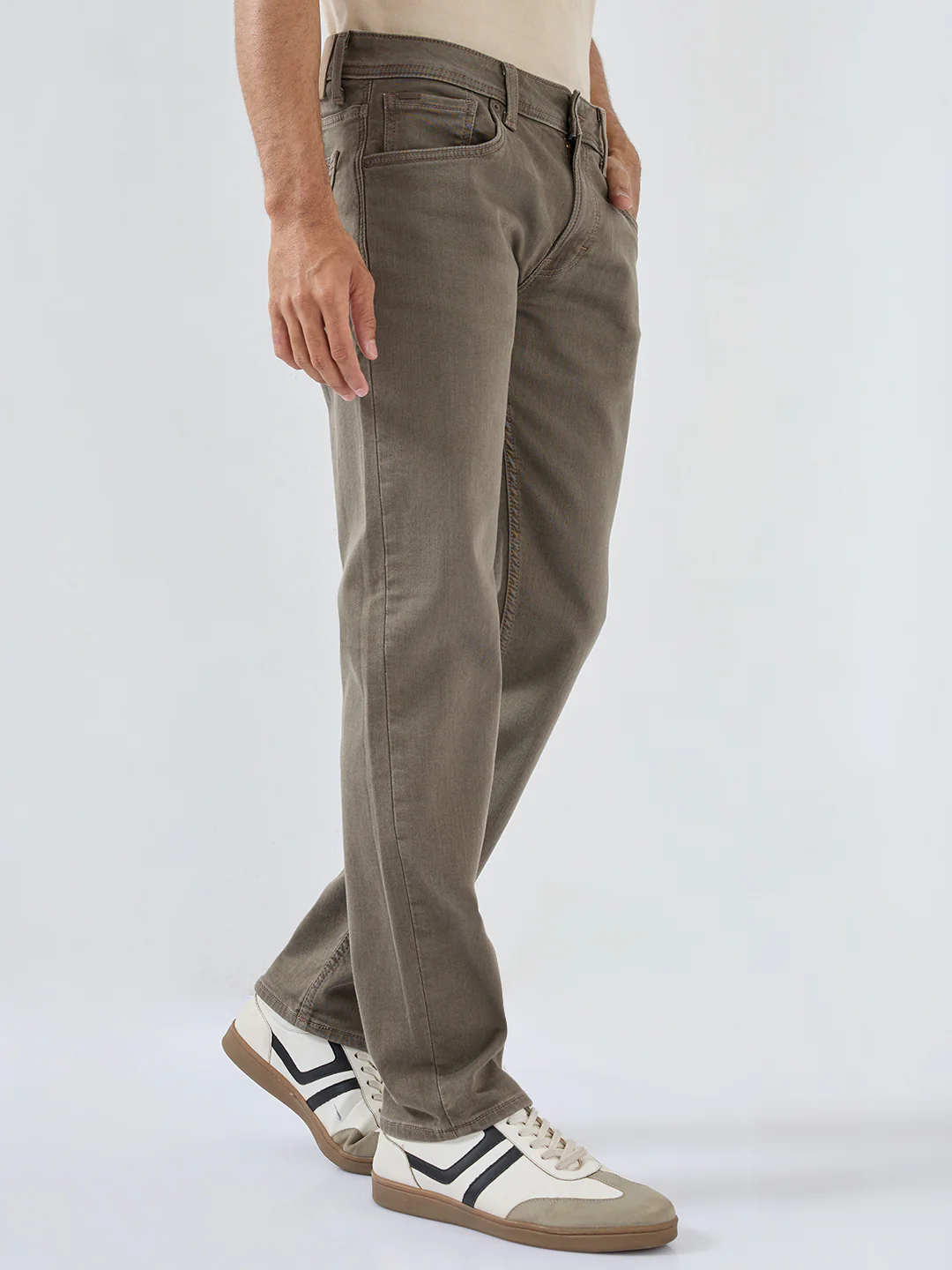 Men Ricardo Jeans Comfort Fit Brown Mid Rise - Image 3
