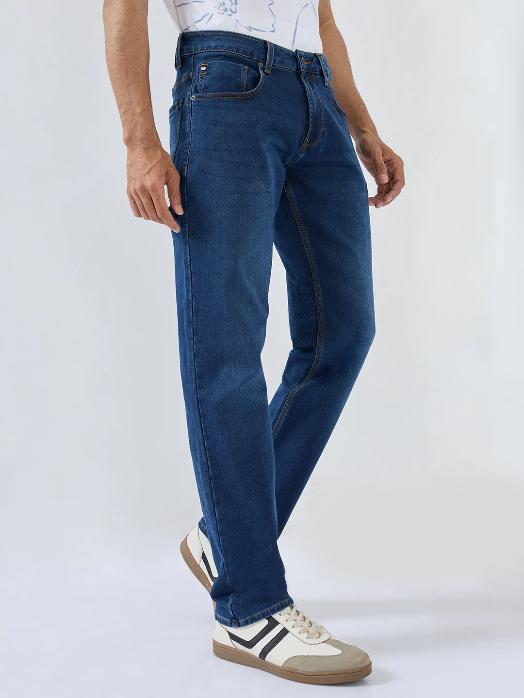 Men Ricardo Jeans Comfort Fit Dark Blue Mid Rise - Image 4