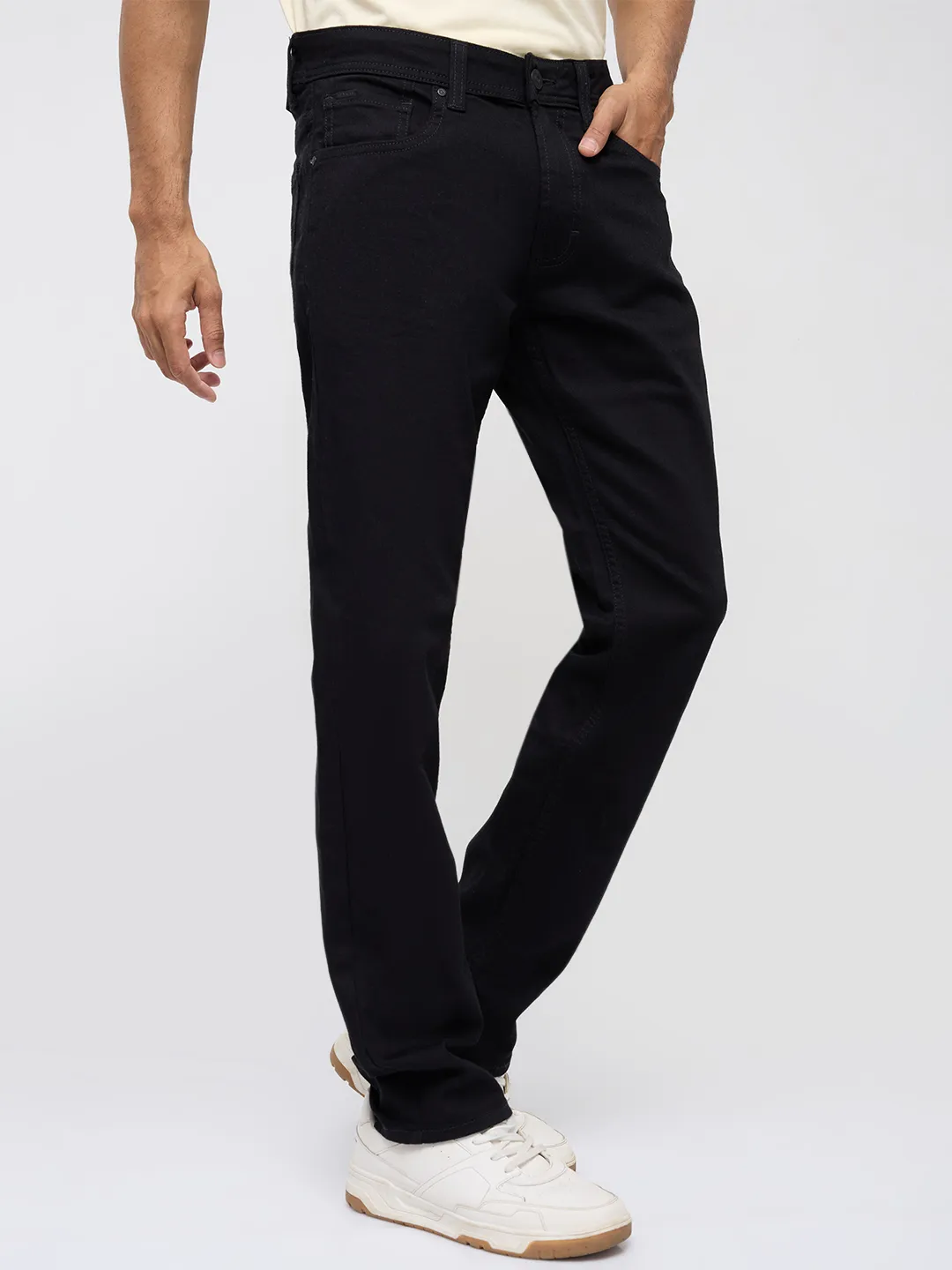Men Ricardo Jeans Comfort Fit Black Mid Rise - Image 3