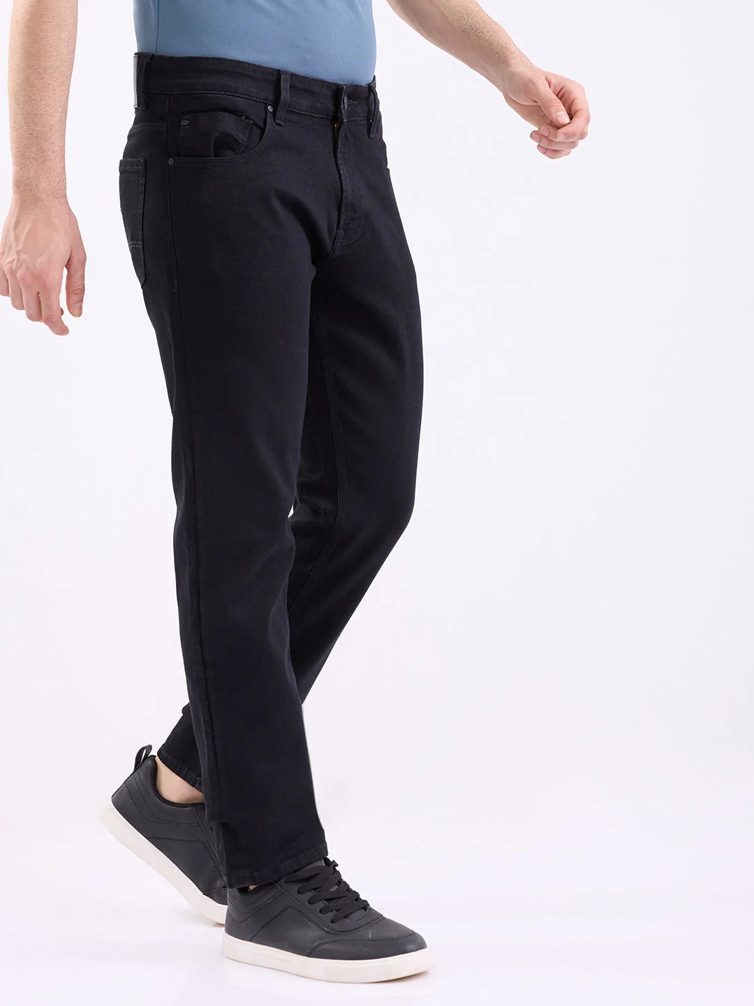 Men Jeans Comfort Fit Black Mid Rise - Image 2