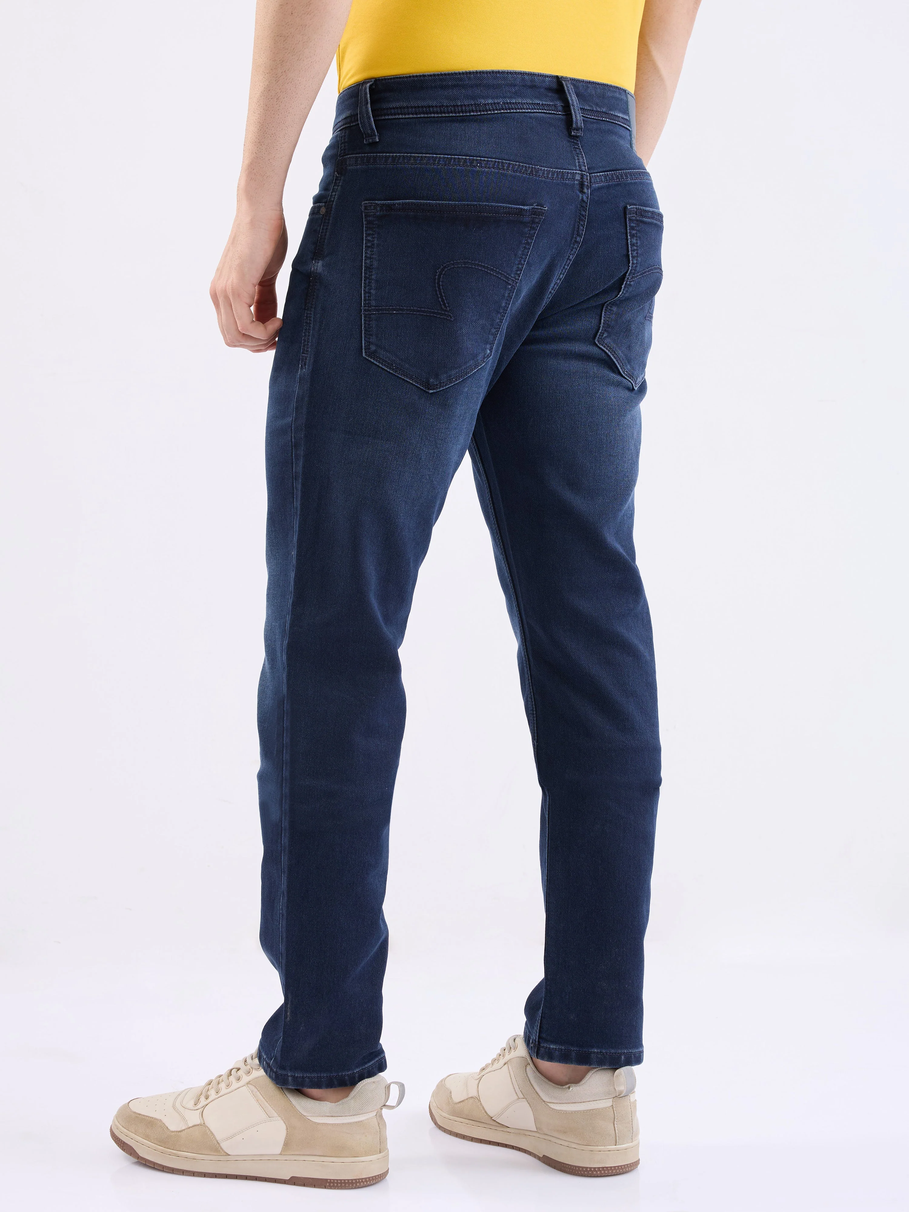 Men Jeans Comfort Fit Dark Blue Mid Rise - Image 4