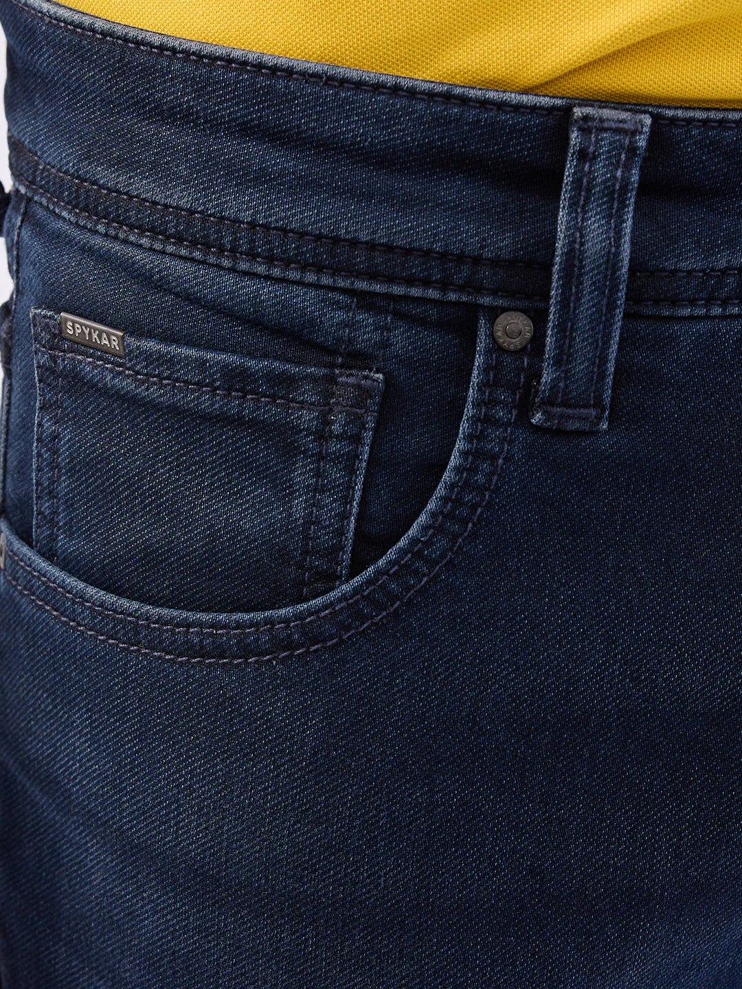 Men Jeans Comfort Fit Dark Blue Mid Rise - Image 6
