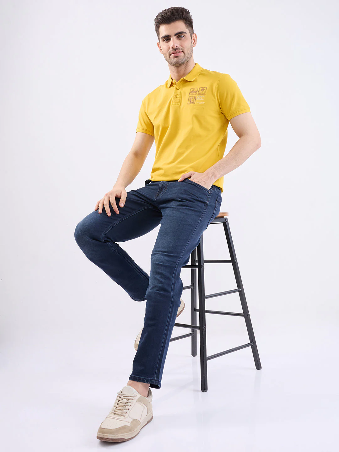 Men Jeans Comfort Fit Dark Blue Mid Rise - Image 7