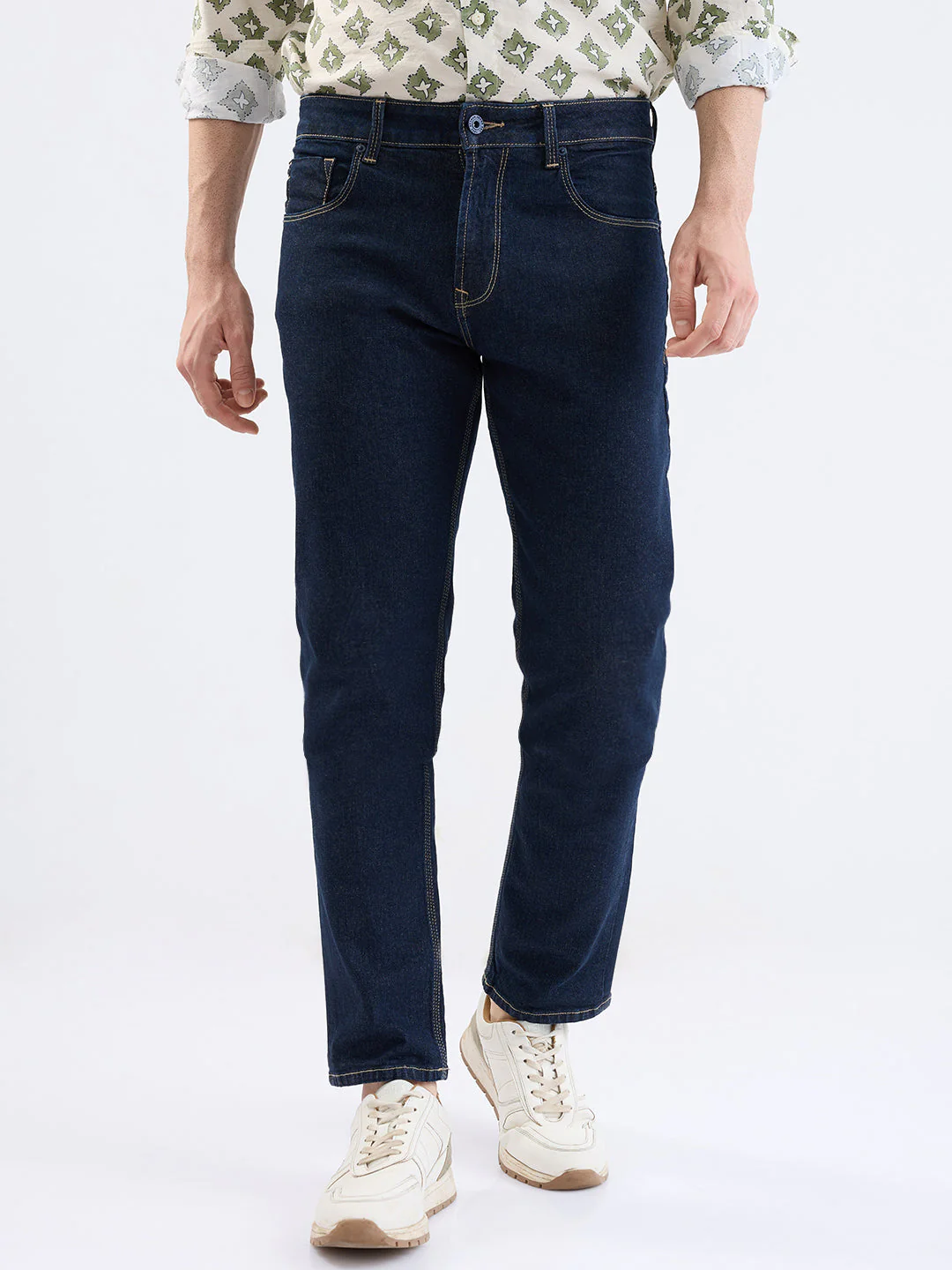 Men Jeans Comfort Fit Blue Mid Rise