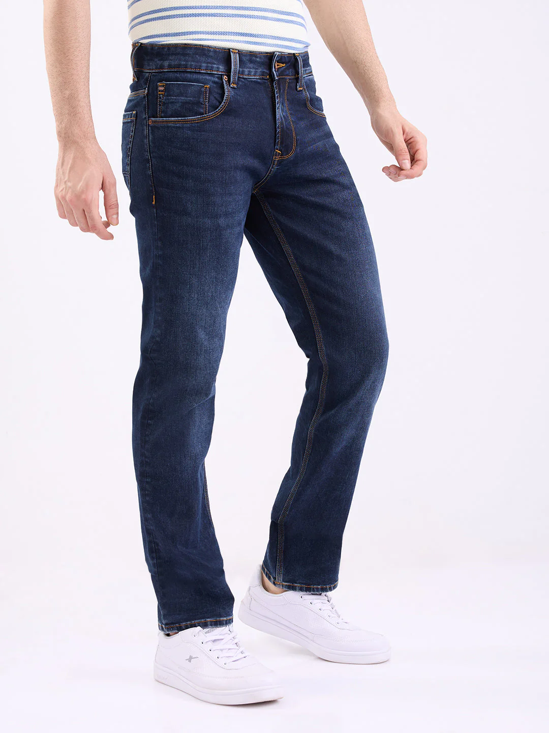 Men Jeans Comfort Fit Dark Blue Mid Rise - Image 2