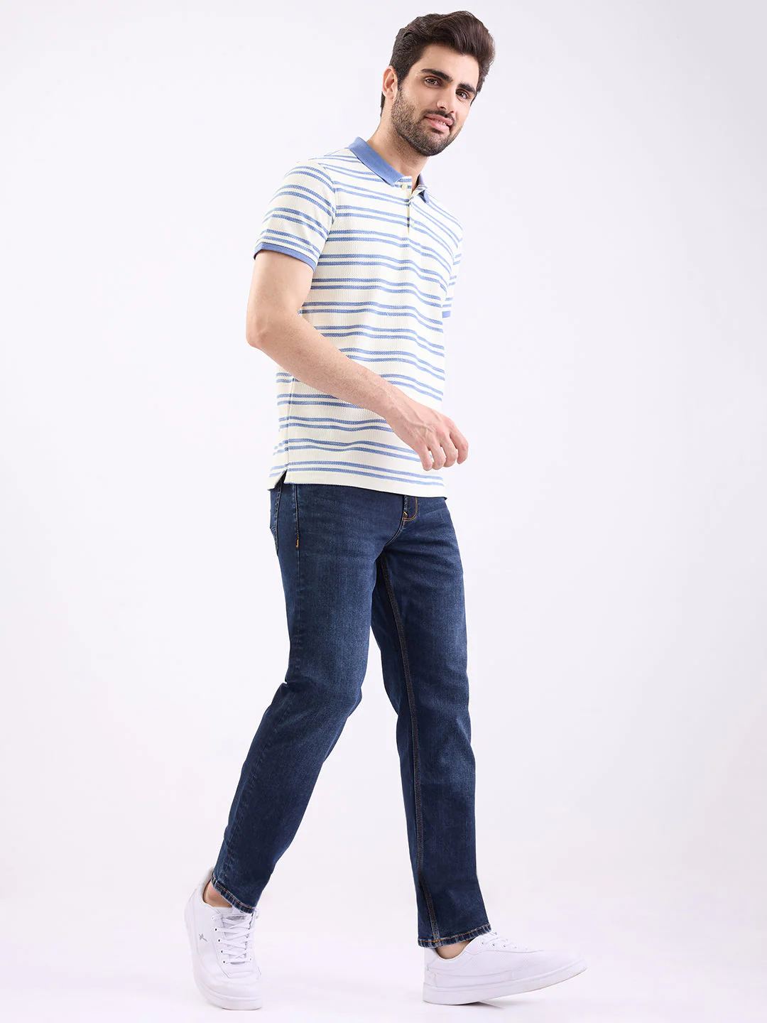 Men Jeans Comfort Fit Dark Blue Mid Rise - Image 5