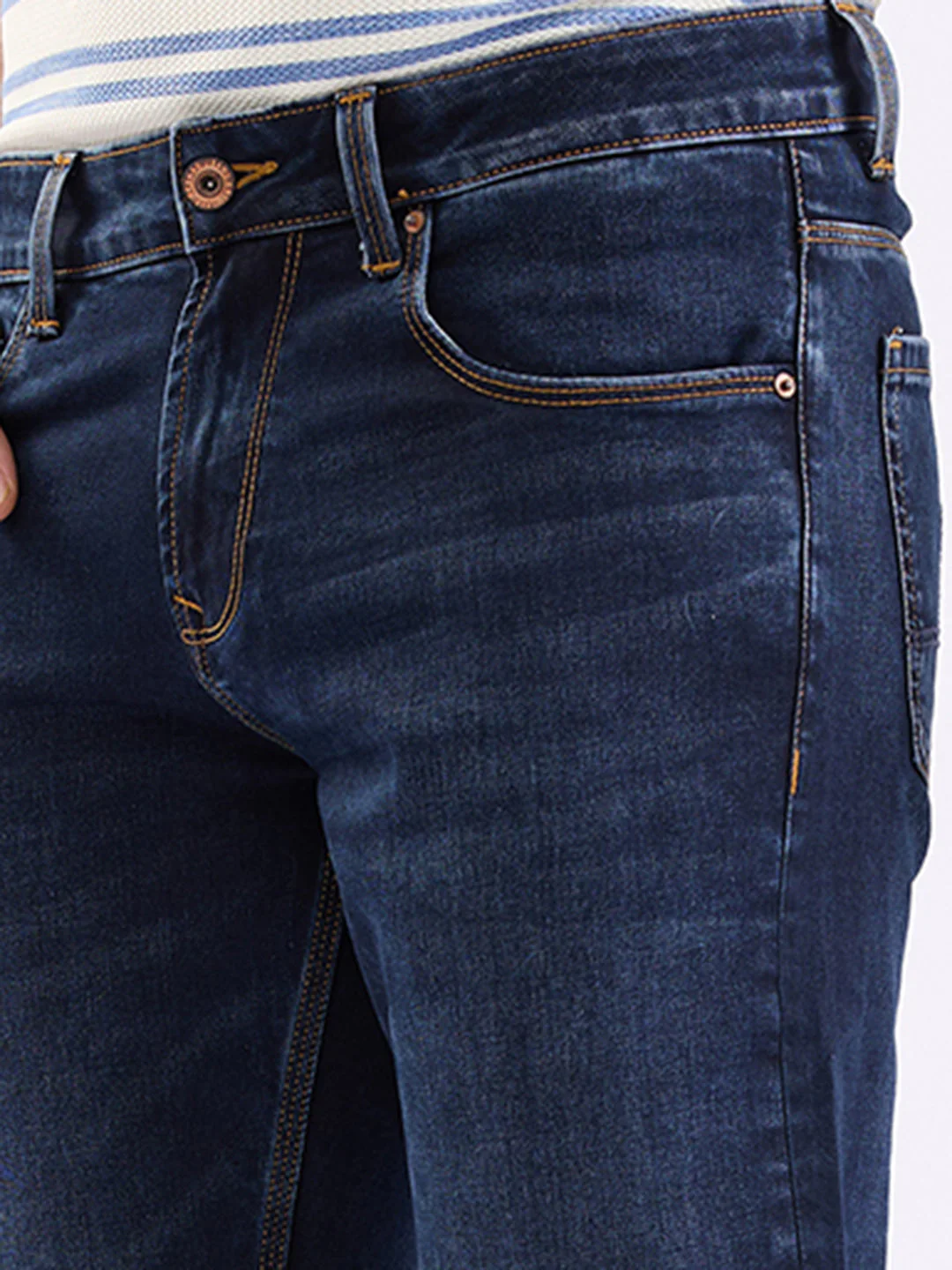 Men Jeans Comfort Fit Dark Blue Mid Rise - Image 7