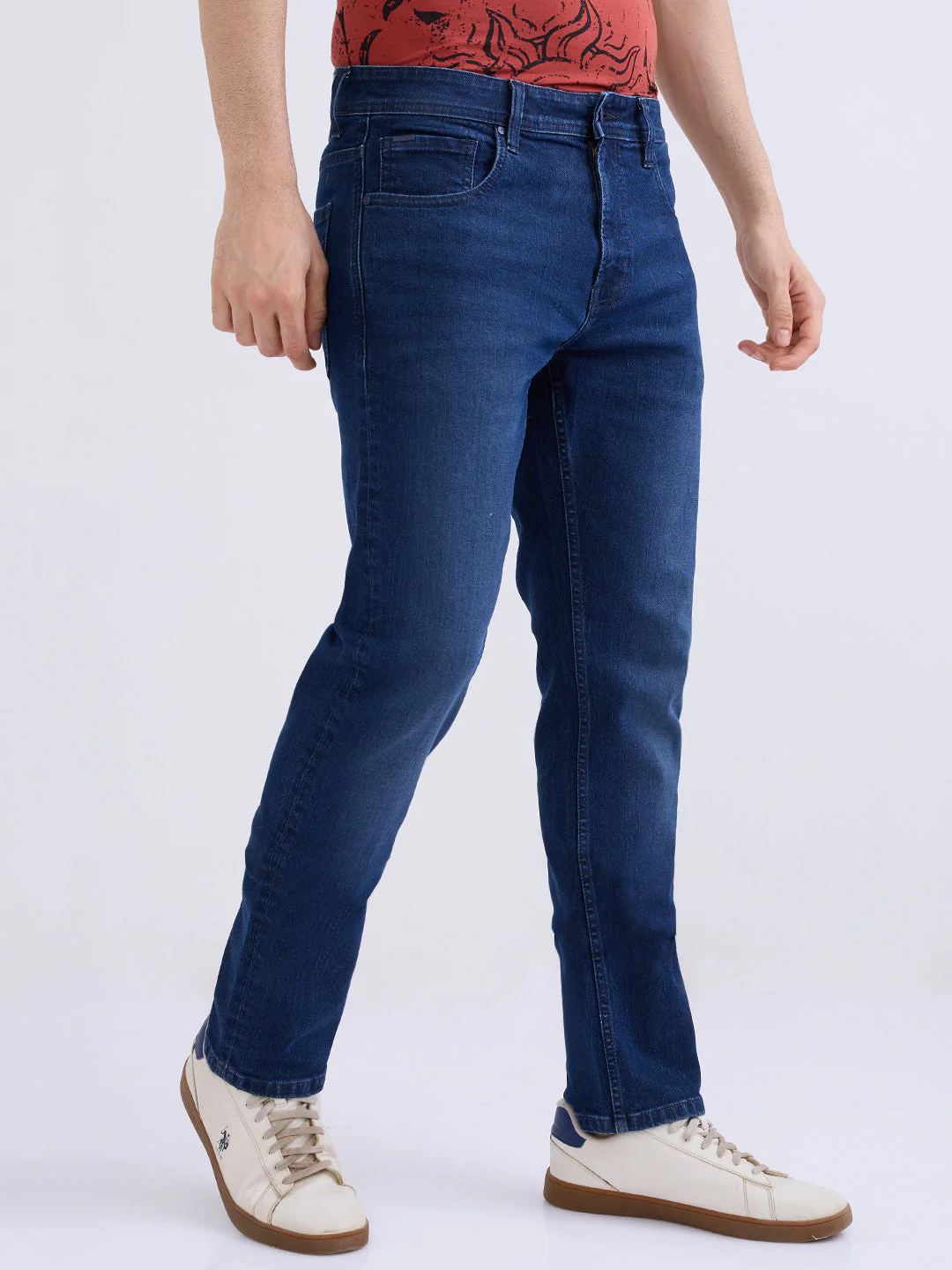 Men Jeans Comfort Fit Dark Blue Mid Rise - Image 2