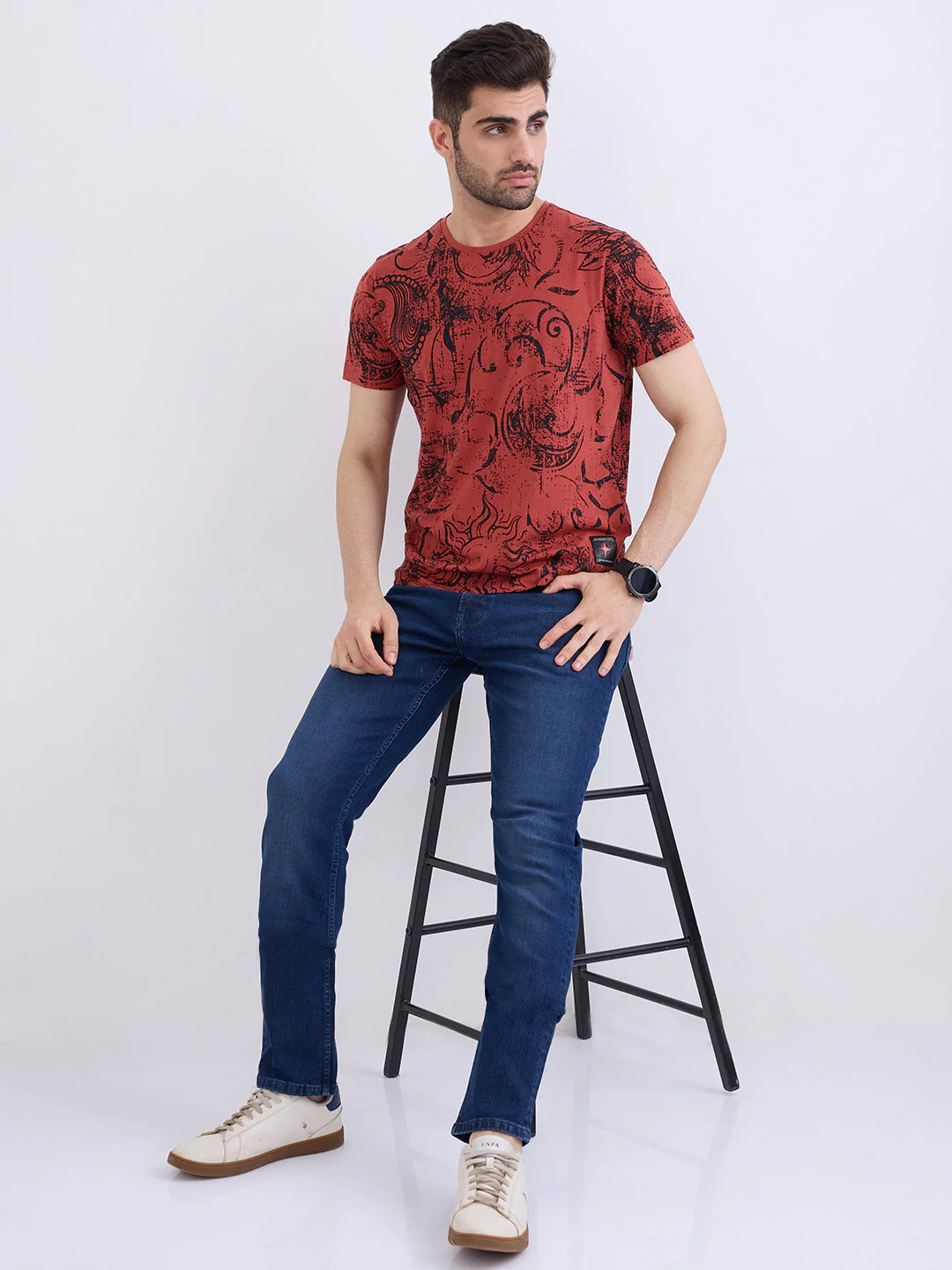 Men Jeans Comfort Fit Dark Blue Mid Rise - Image 5