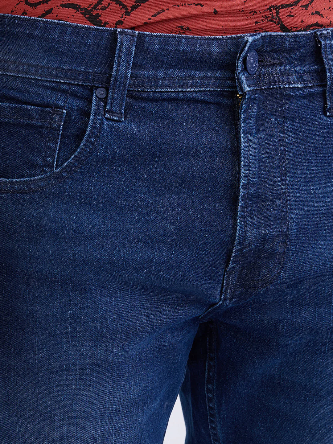 Men Jeans Comfort Fit Dark Blue Mid Rise - Image 6