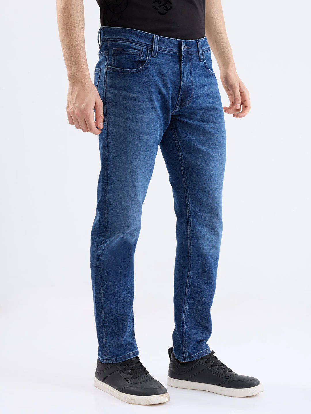 Men Jeans Comfort Fit Dark Blue Mid Rise - Image 2