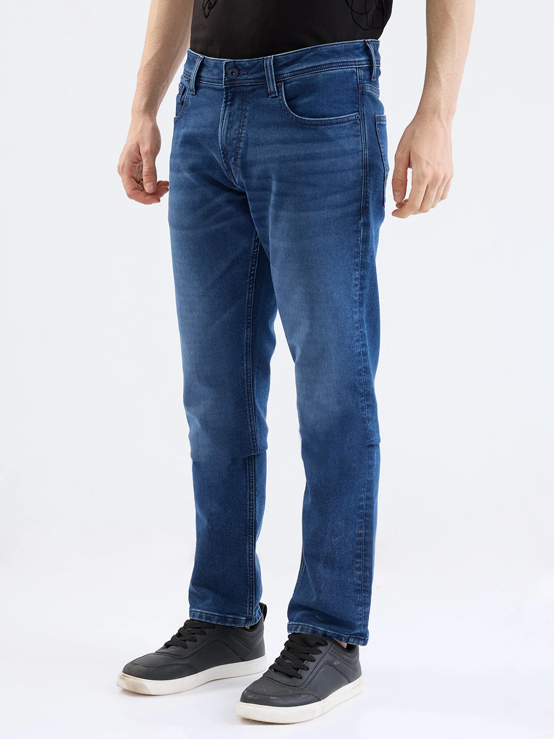 Men Jeans Comfort Fit Dark Blue Mid Rise - Image 3