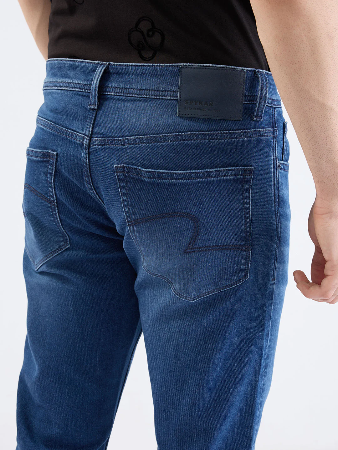 Men Jeans Comfort Fit Dark Blue Mid Rise - Image 4
