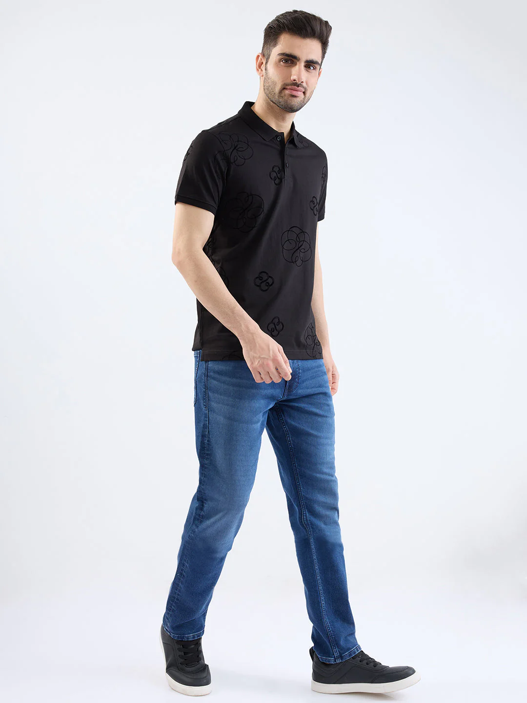 Men Jeans Comfort Fit Dark Blue Mid Rise - Image 5