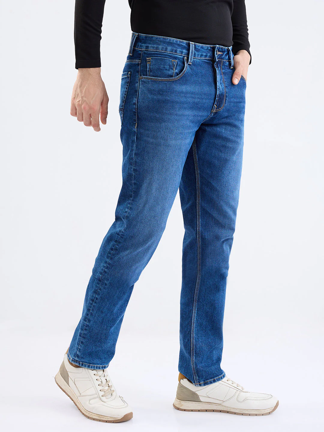 Men Jeans Comfort Fit Dark Blue Mid Rise - Image 2