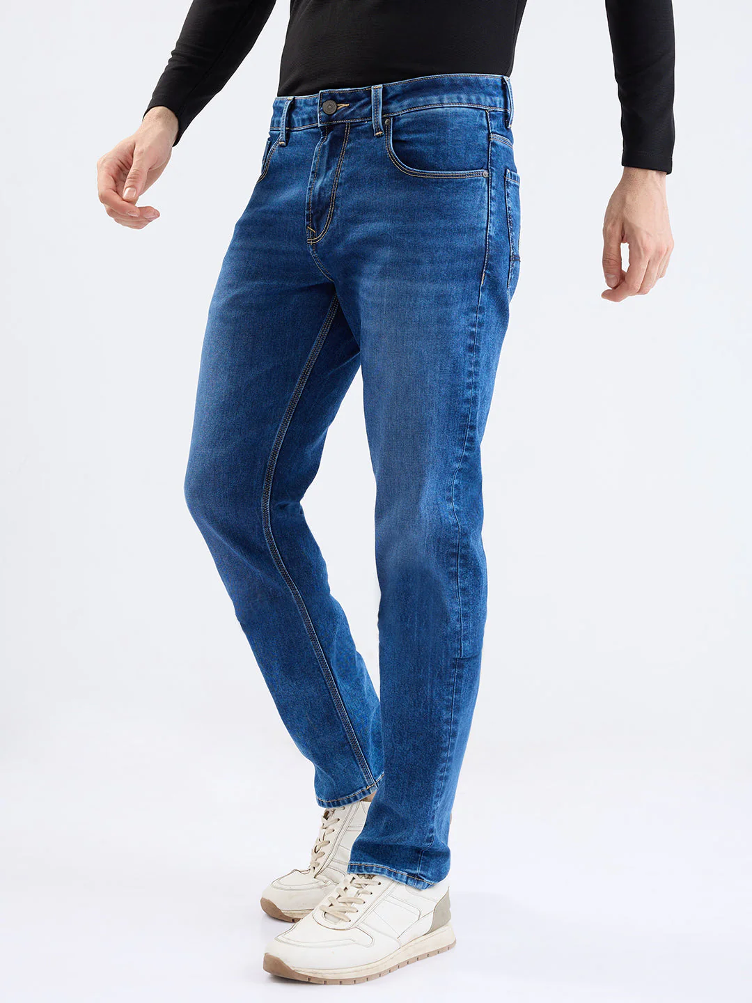 Men Jeans Comfort Fit Dark Blue Mid Rise - Image 3
