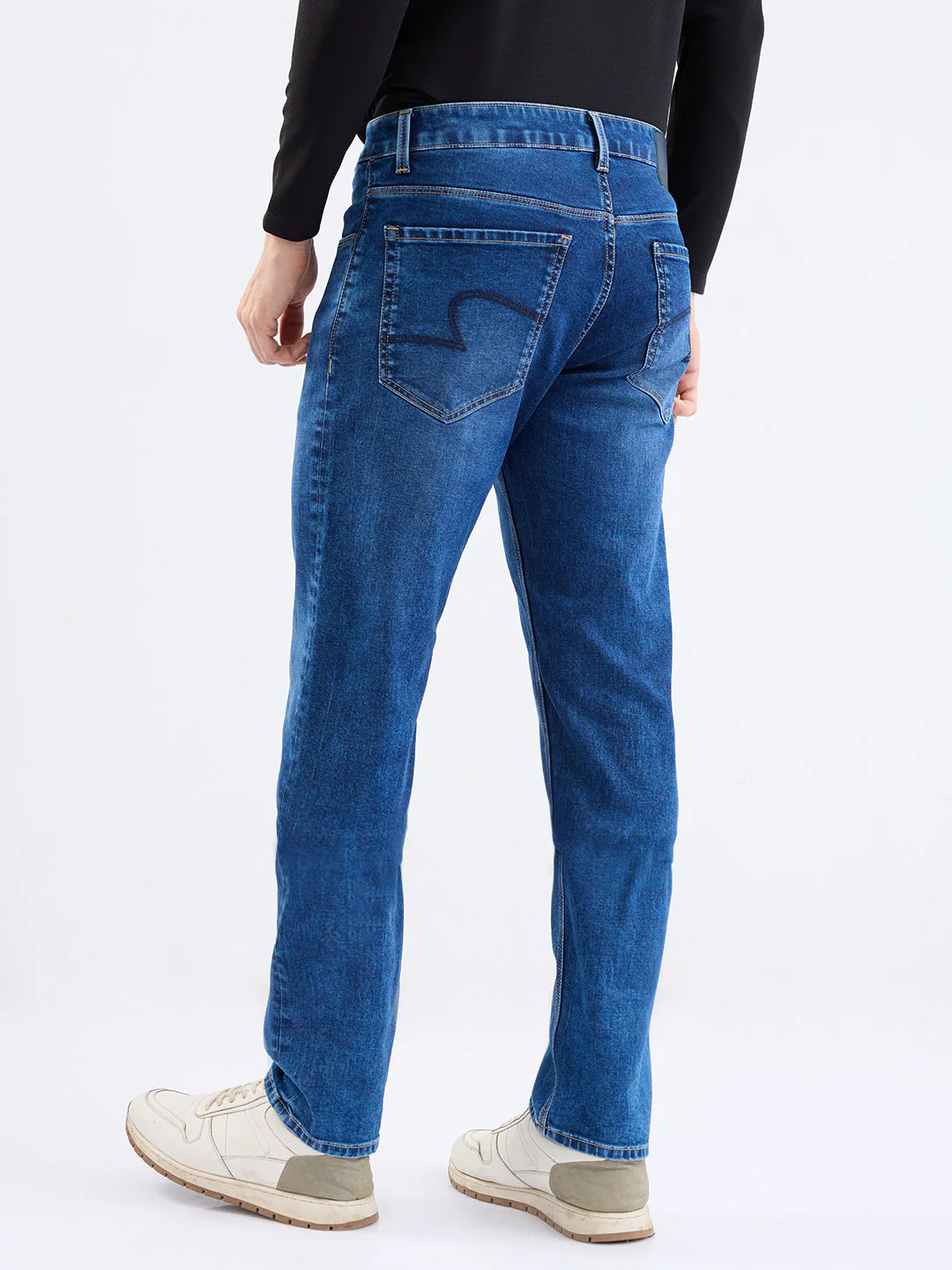Men Jeans Comfort Fit Dark Blue Mid Rise - Image 4