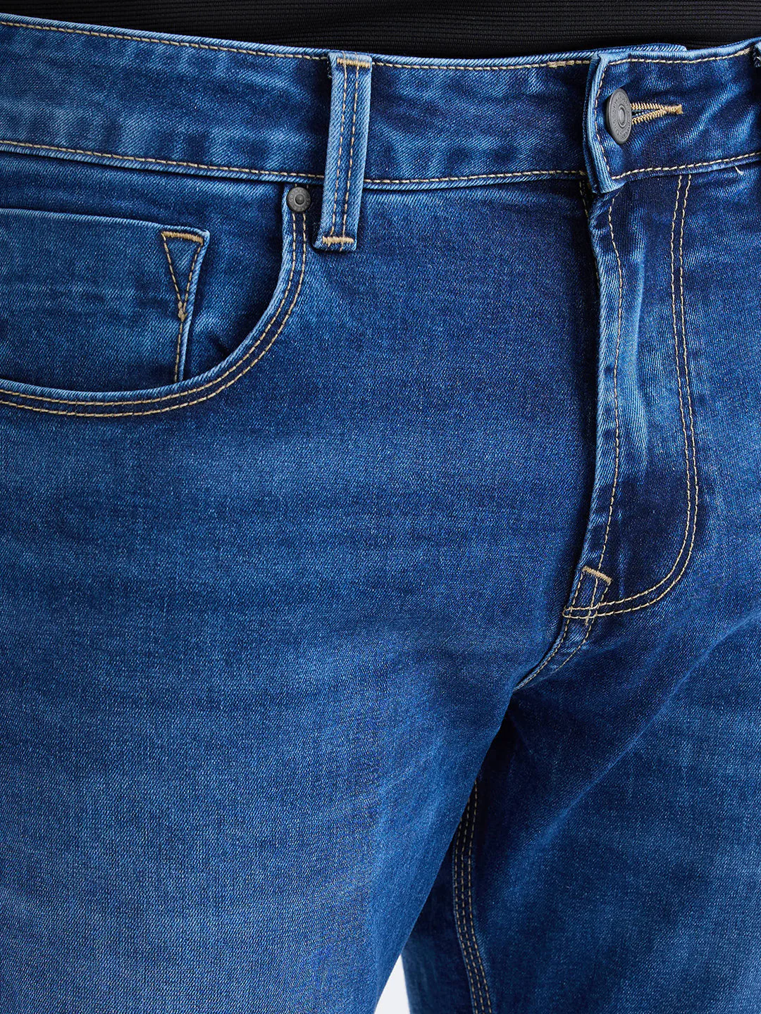 Men Jeans Comfort Fit Dark Blue Mid Rise - Image 6