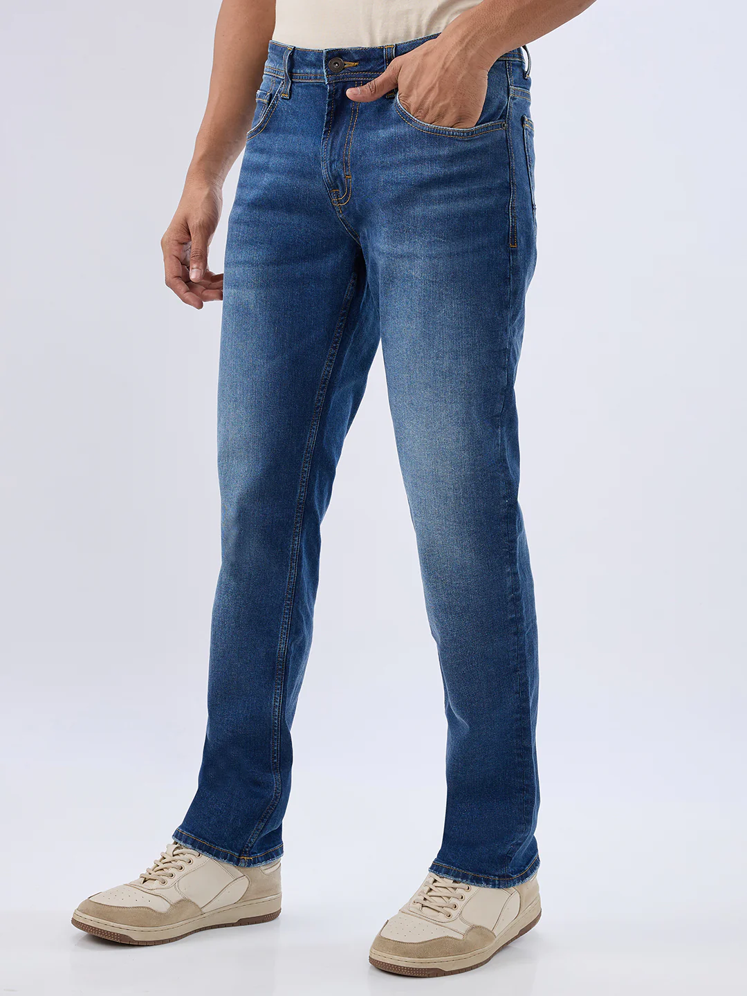 Men Ricardo Jeans Comfort Fit Blue Mid Rise - Image 3