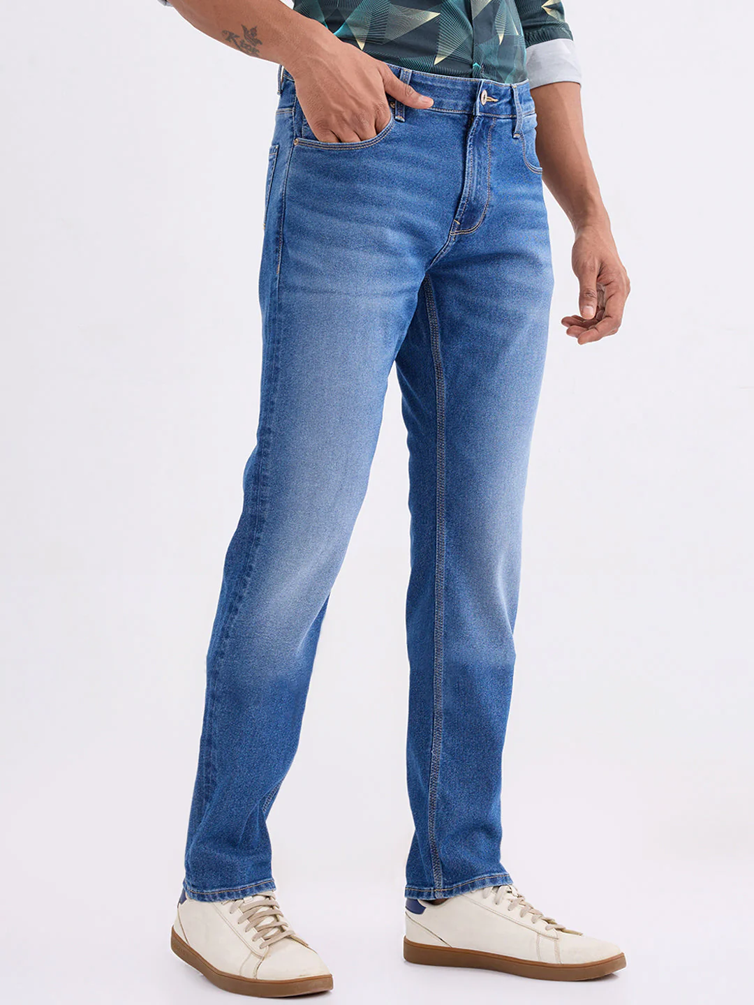 Men Jeans Comfort Fit Blue Mid Rise - Image 2