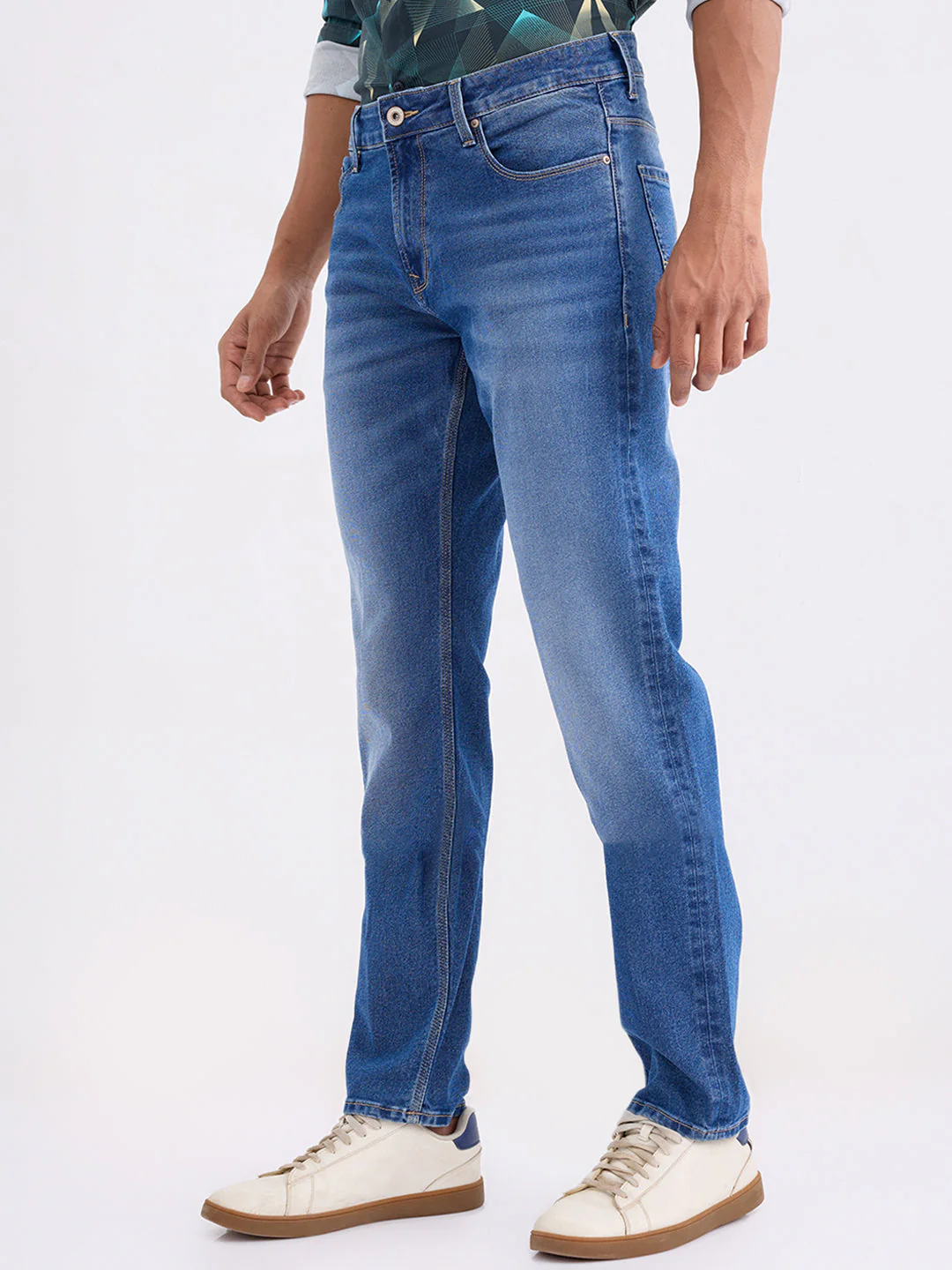 Men Jeans Comfort Fit Blue Mid Rise - Image 3