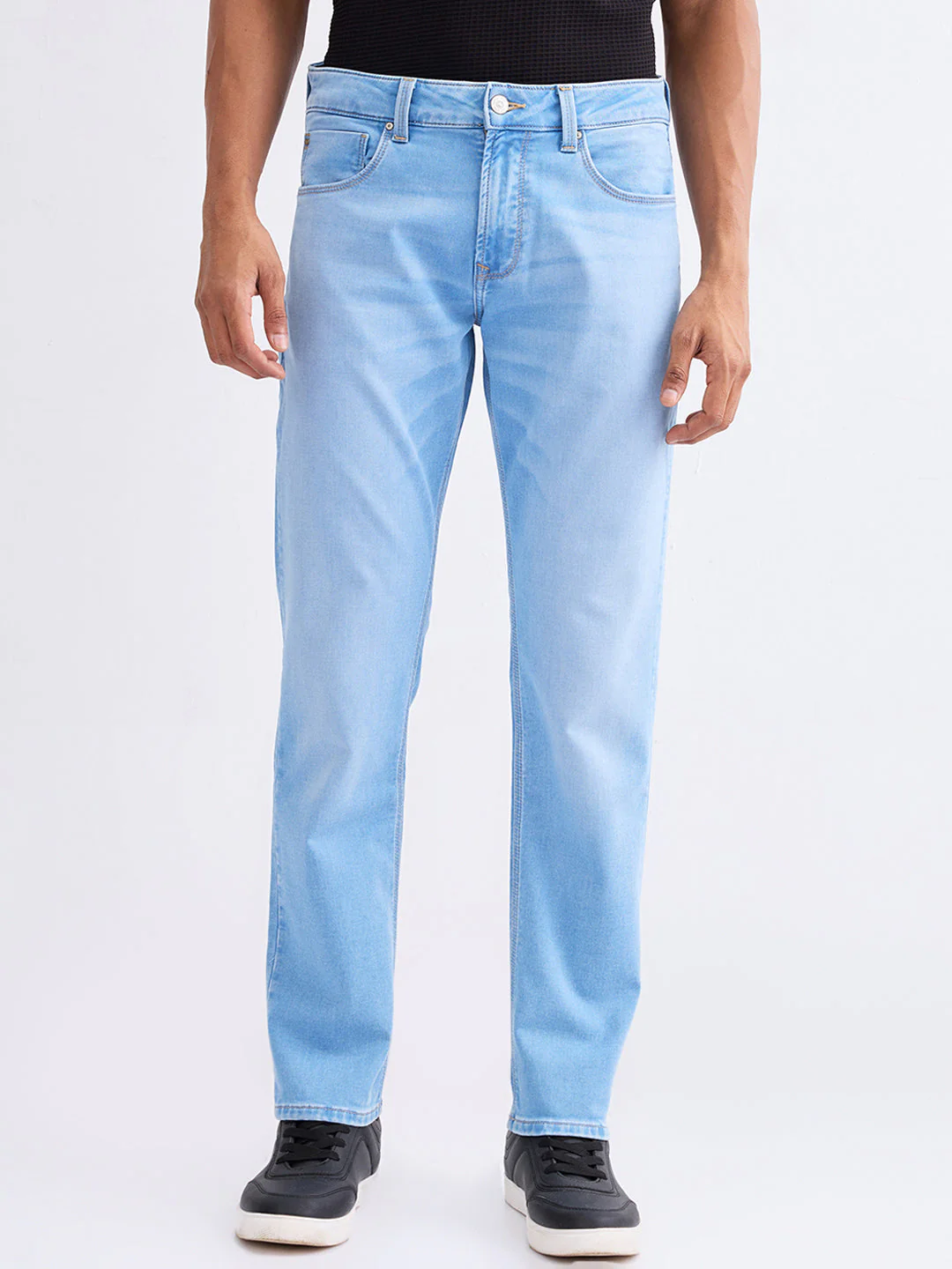Men Jeans Comfort Fit Light Blue Mid Rise