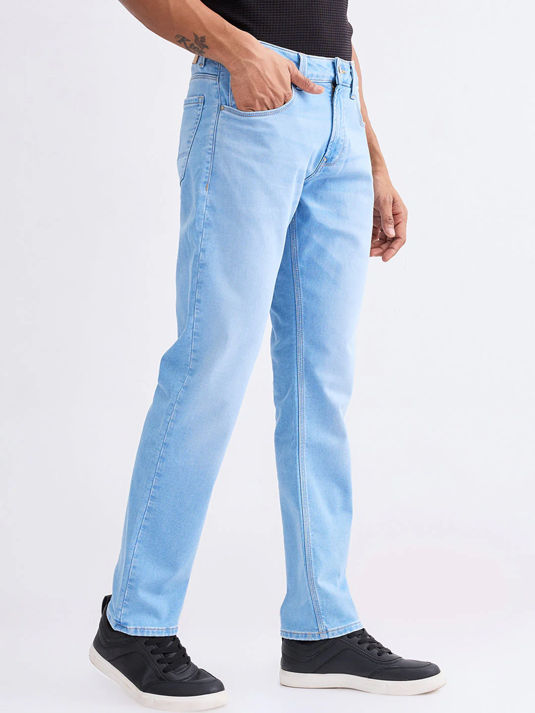 Men Jeans Comfort Fit Light Blue Mid Rise - Image 2