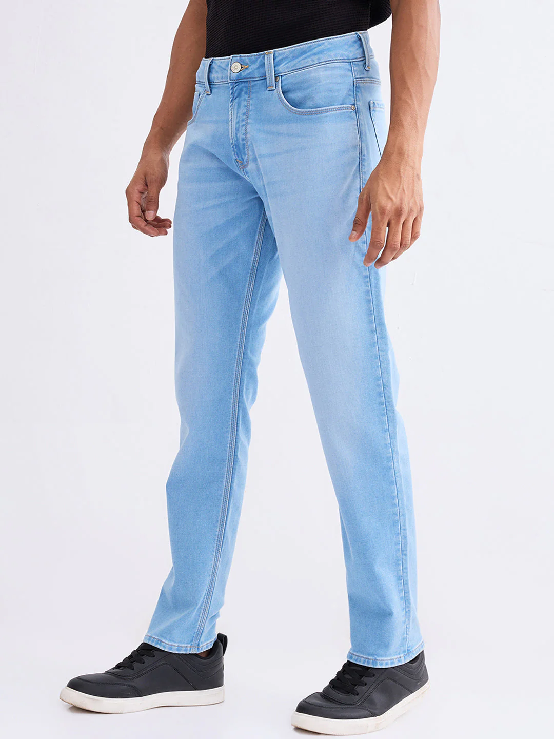 Men Jeans Comfort Fit Light Blue Mid Rise - Image 3