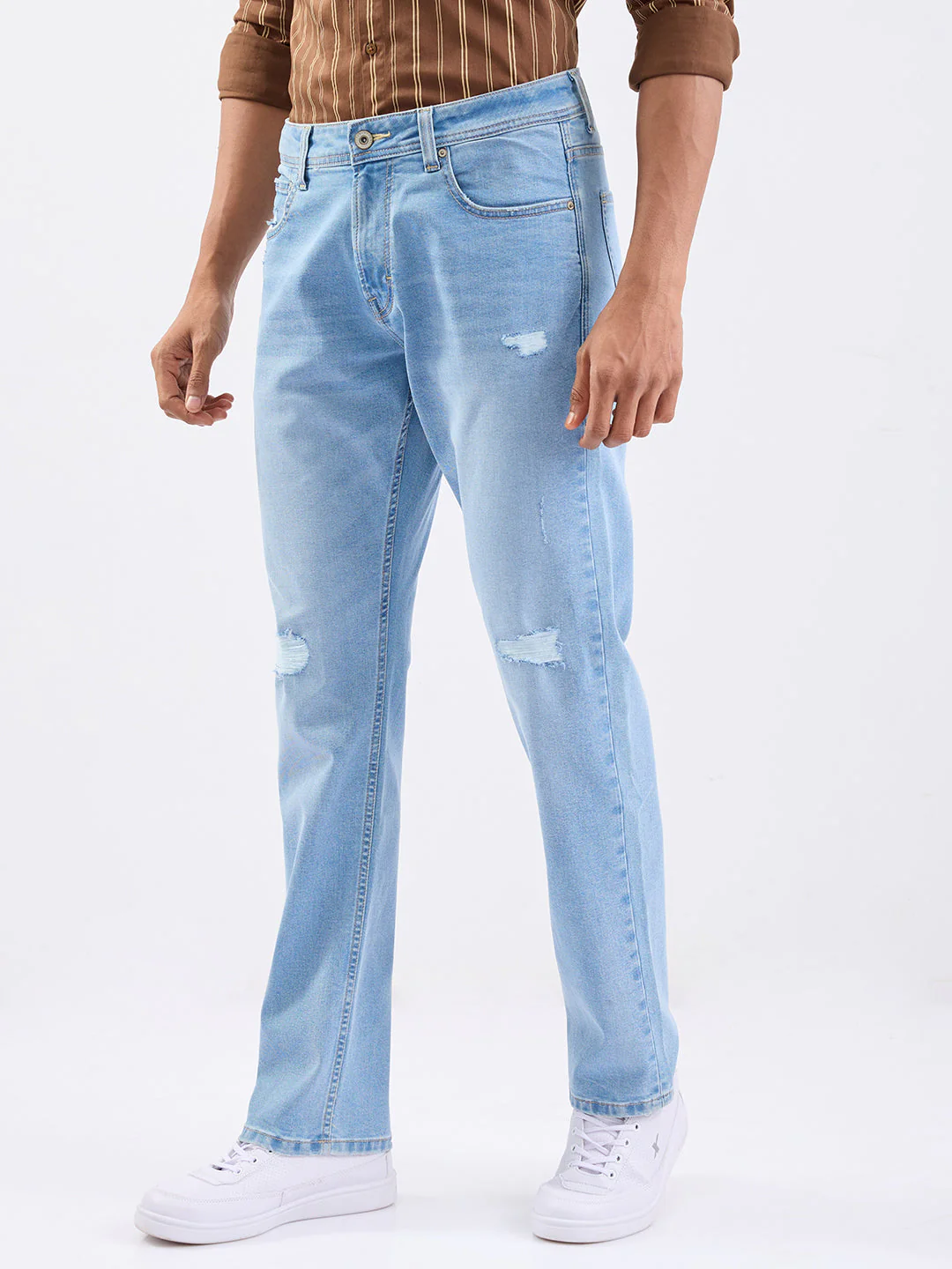Men Jeans Comfort Fit Light Blue Mid Rise - Image 3