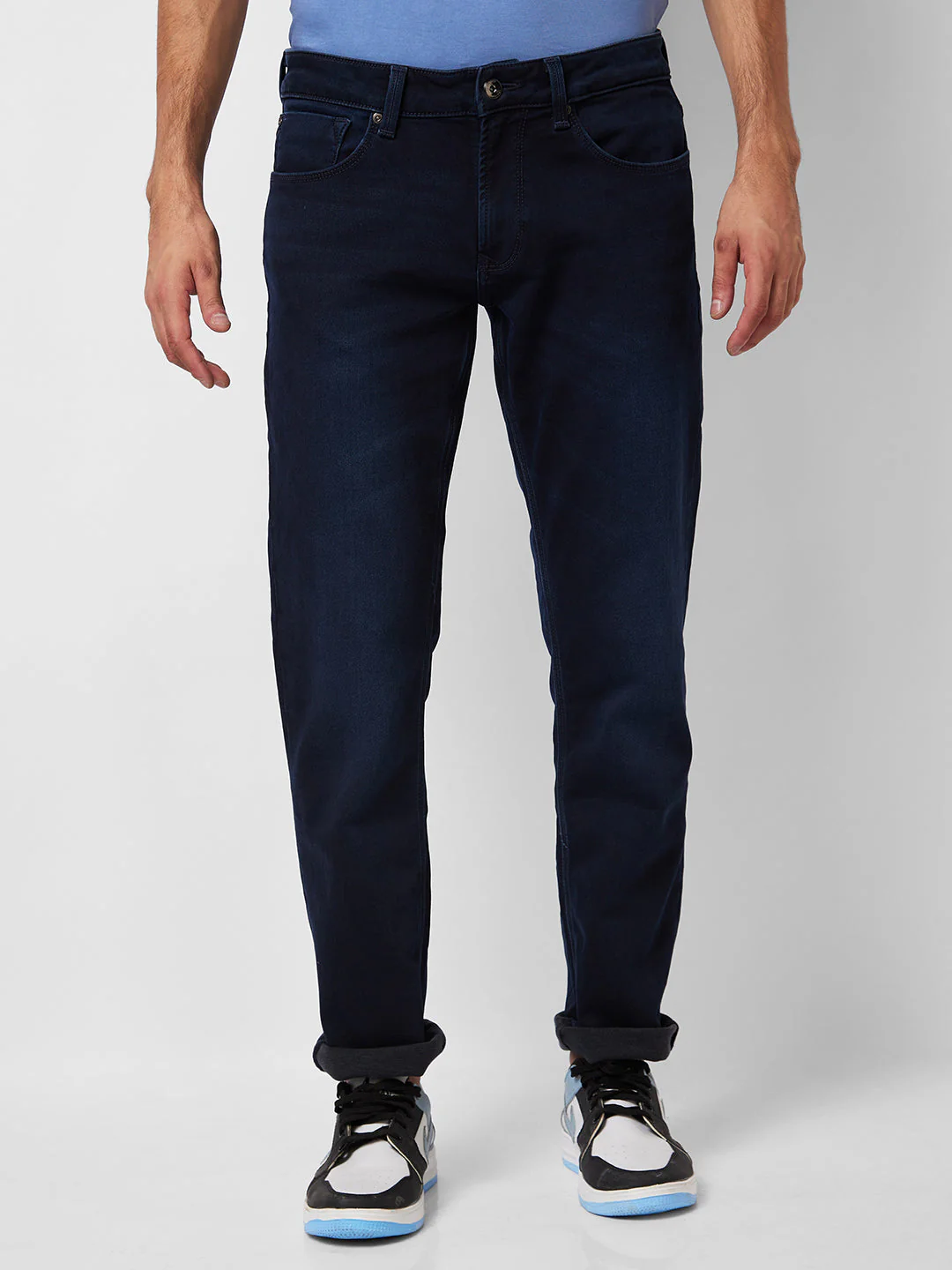 Men Jeans Regular Fit Blue Mid Rise