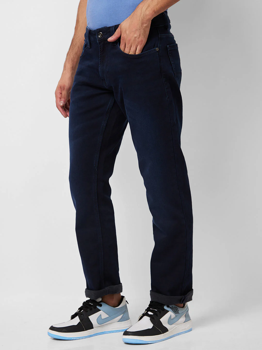 Men Jeans Regular Fit Blue Mid Rise - Image 4