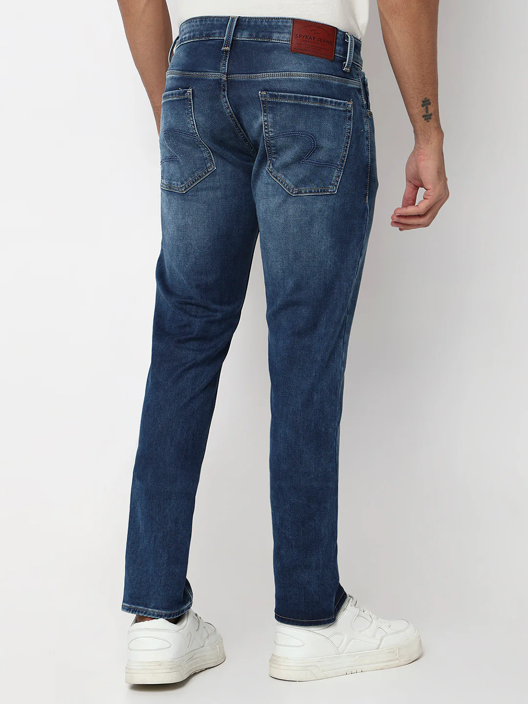 Men Jeans Regular Fit Dark Blue Mid Rise - Image 4