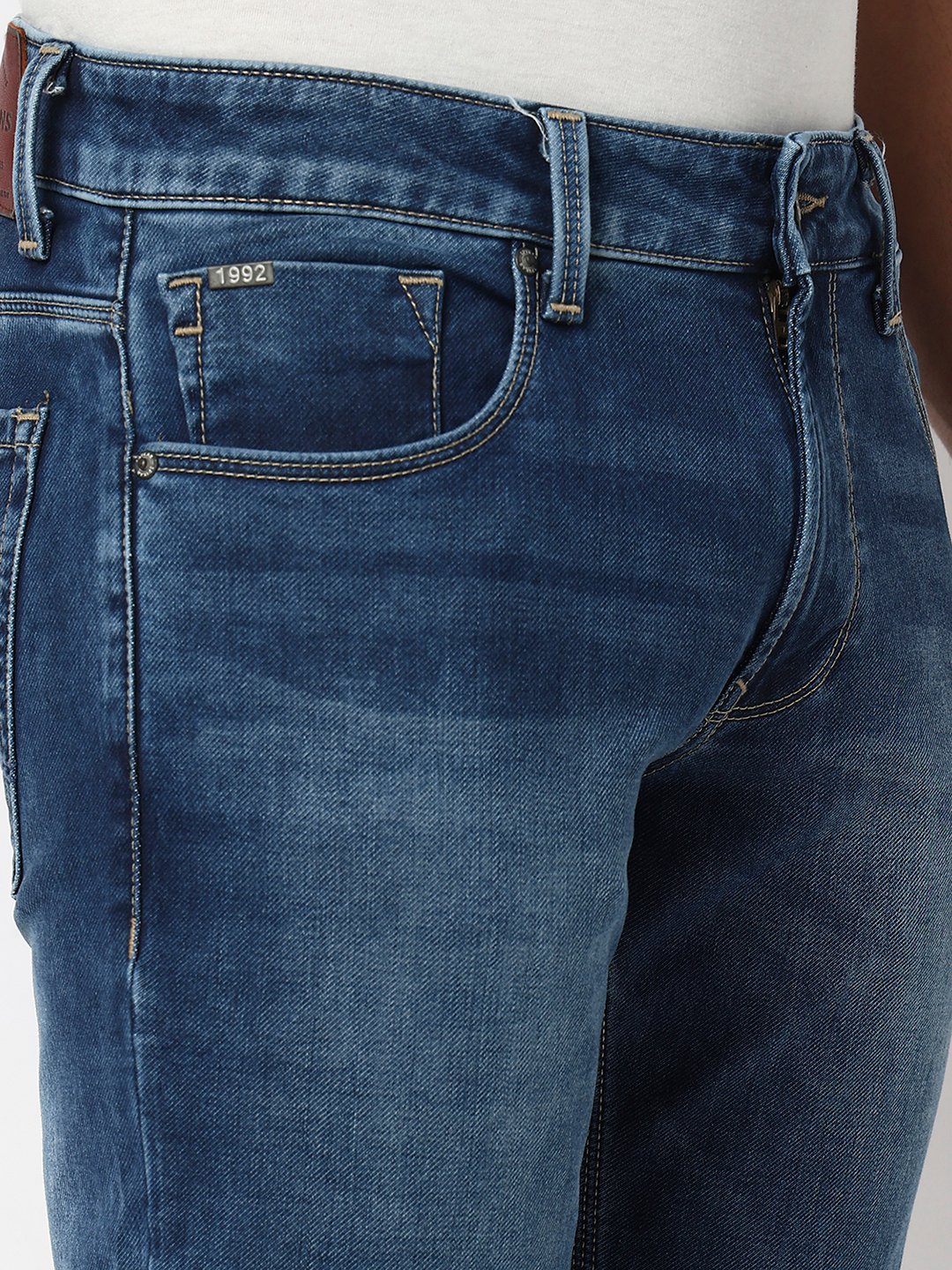 Men Jeans Regular Fit Dark Blue Mid Rise - Image 5