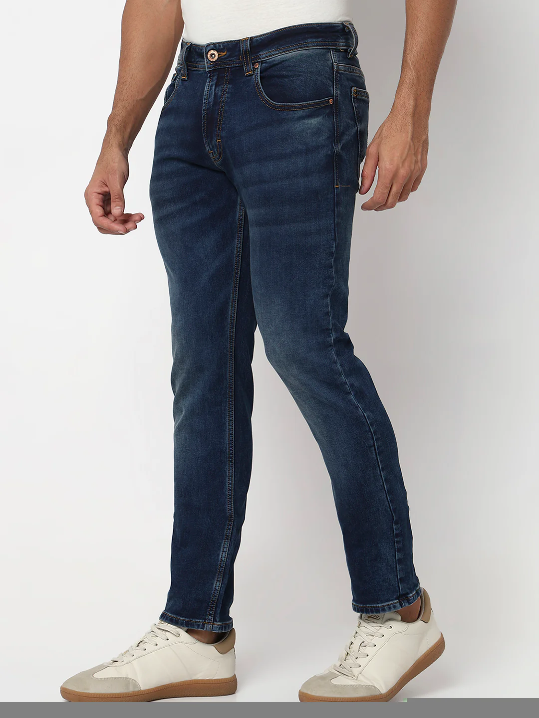 Men Jeans Regular Fit Dark Blue Mid Rise - Image 2