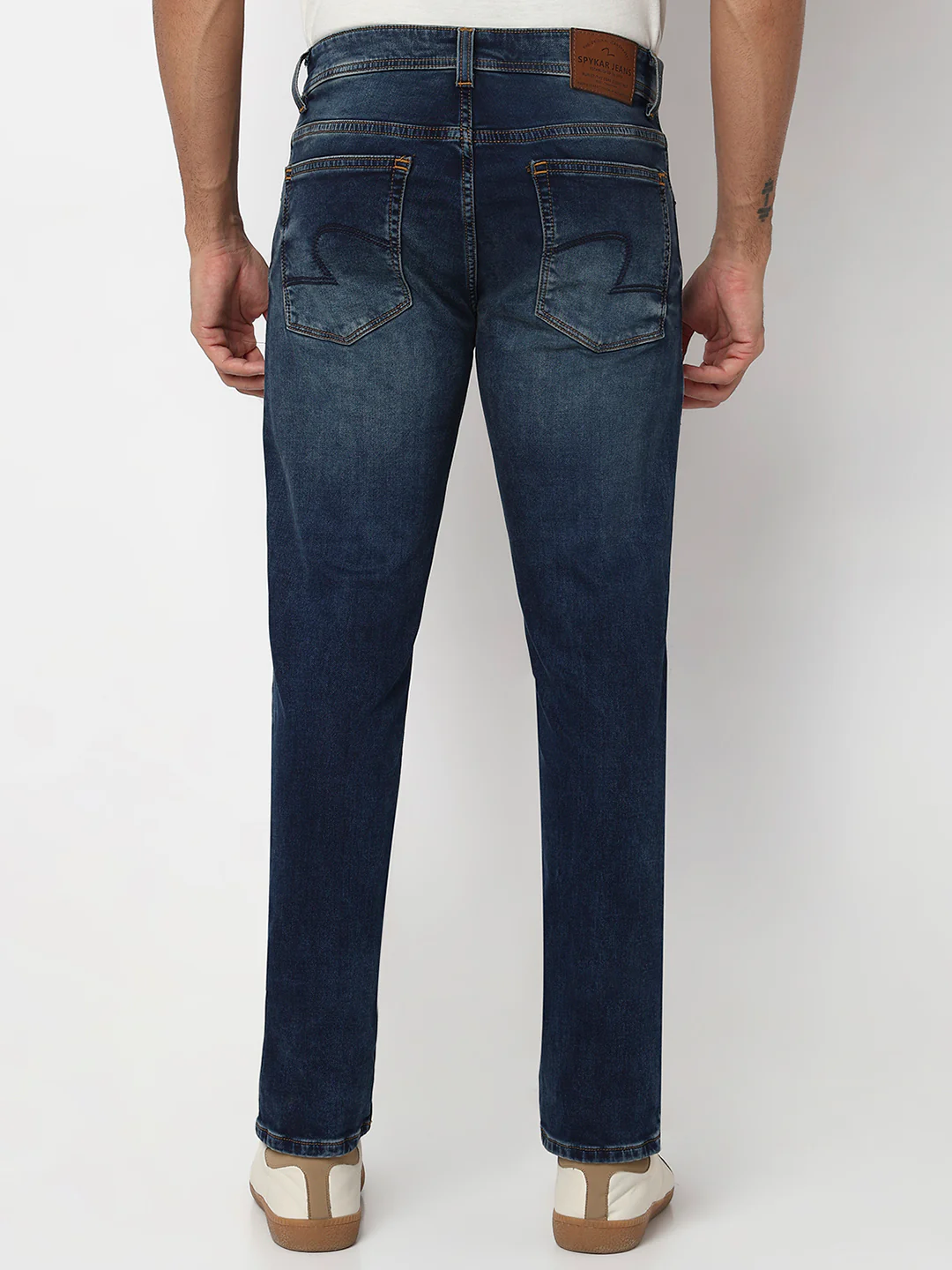 Men Jeans Regular Fit Dark Blue Mid Rise - Image 4