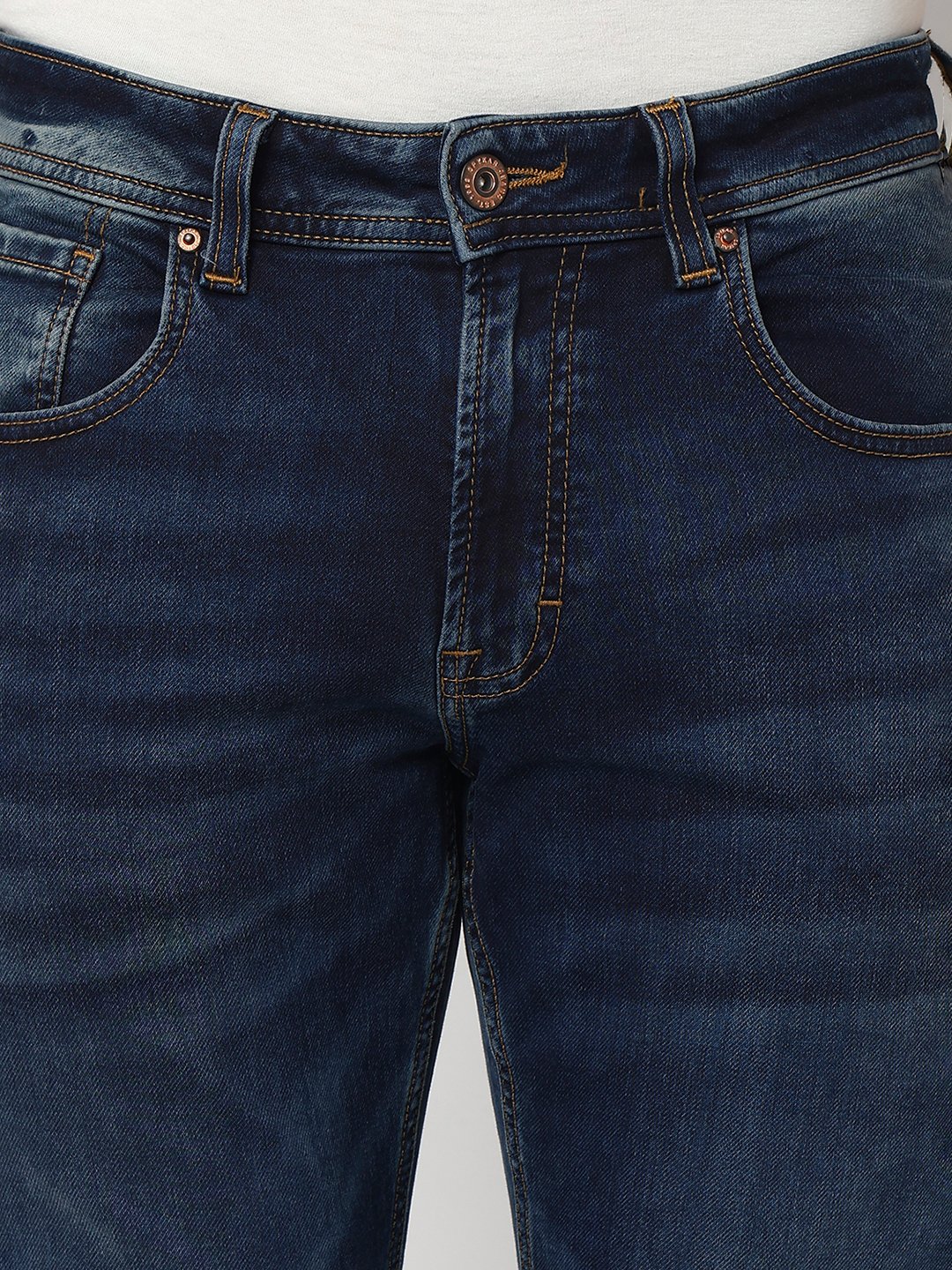 Men Jeans Regular Fit Dark Blue Mid Rise - Image 5