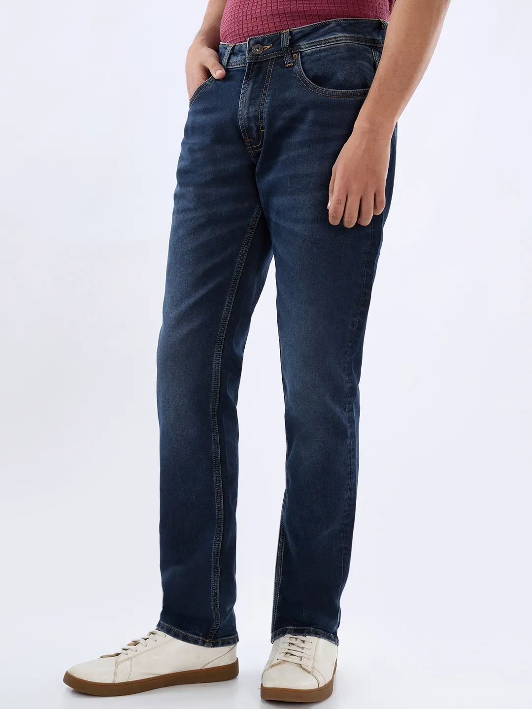 Men Rover Jeans Regular Fit Dark Blue Mid Rise - Image 3