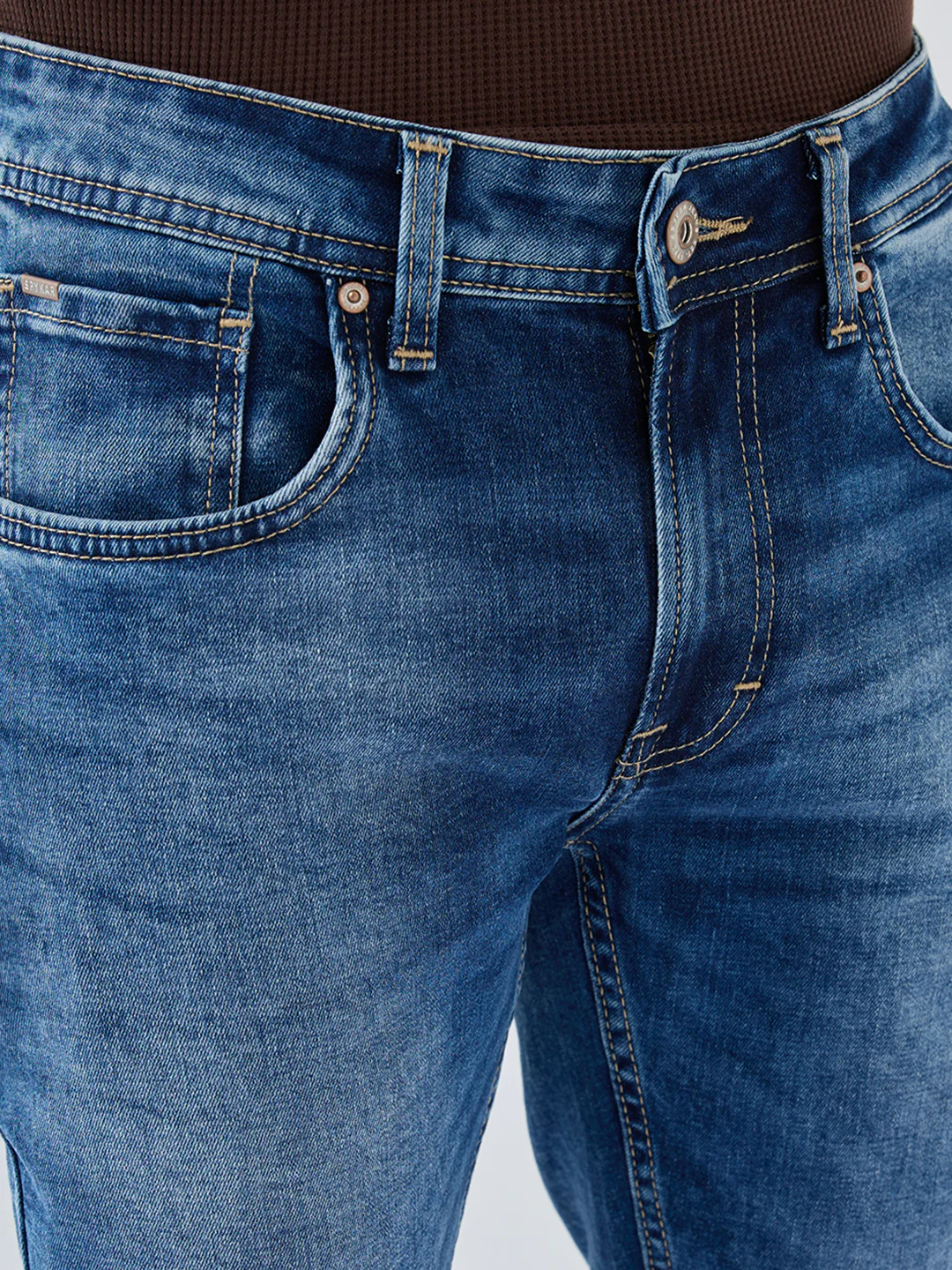 Men Rover Jeans Regular Fit Mid Blue Mid Rise - Image 6