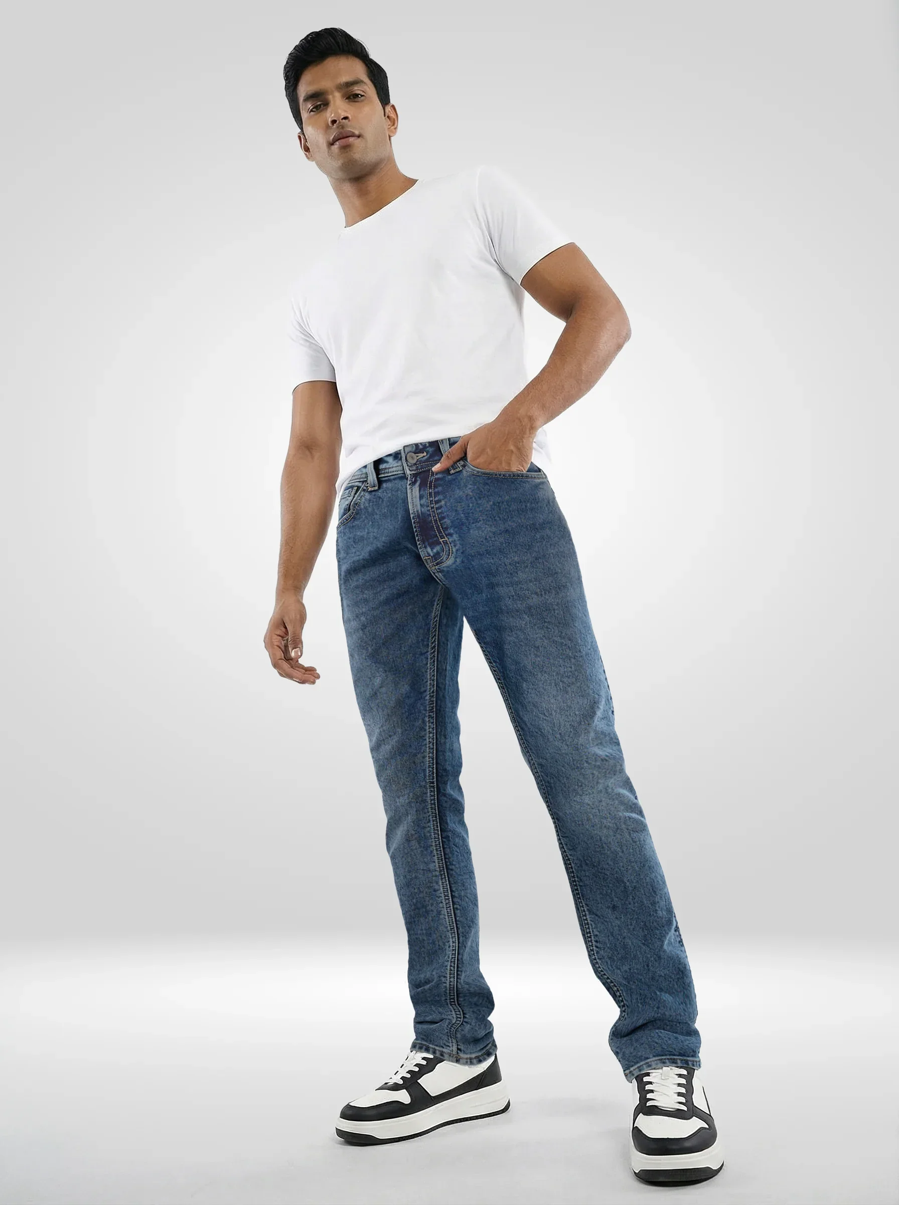 Men Rover Jeans Regular Fit Grey Mid Rise