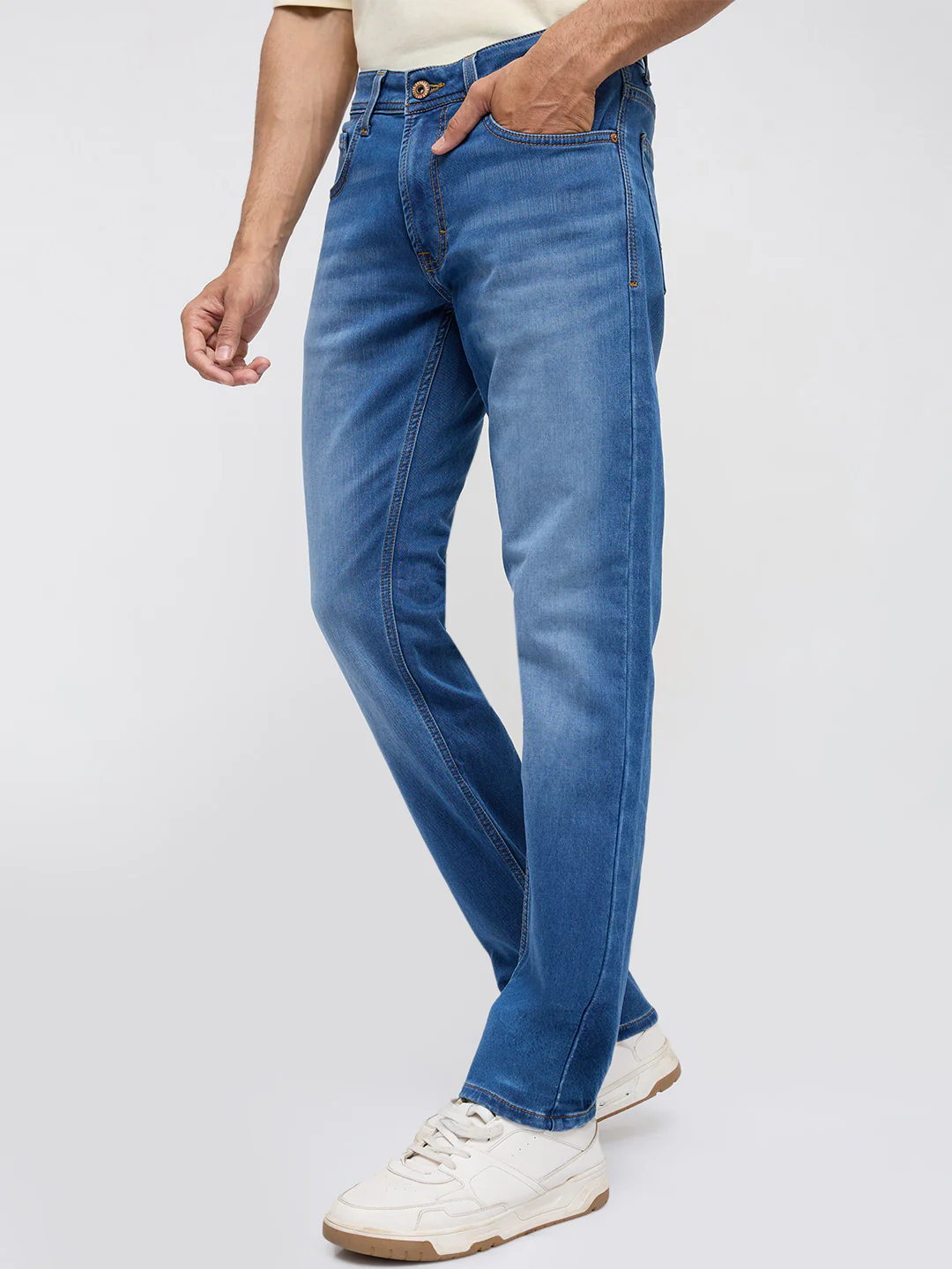 Men Rover Jeans Regular Fit Mid Blue Mid Rise - Image 4
