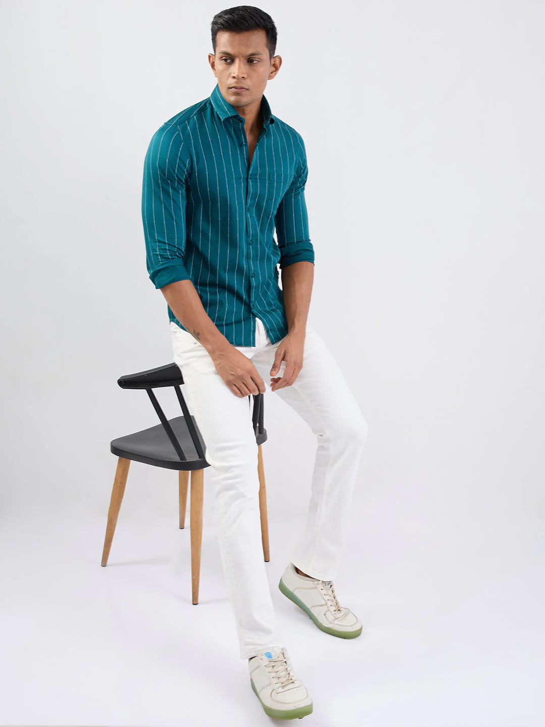 Men Jeans Regular Fit White Mid Rise - Image 7