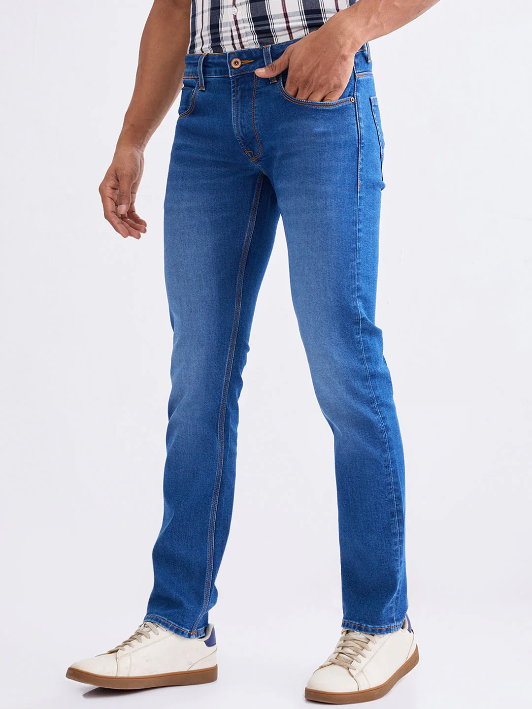 Men Jeans Regular Fit Blue Mid Rise - Image 3