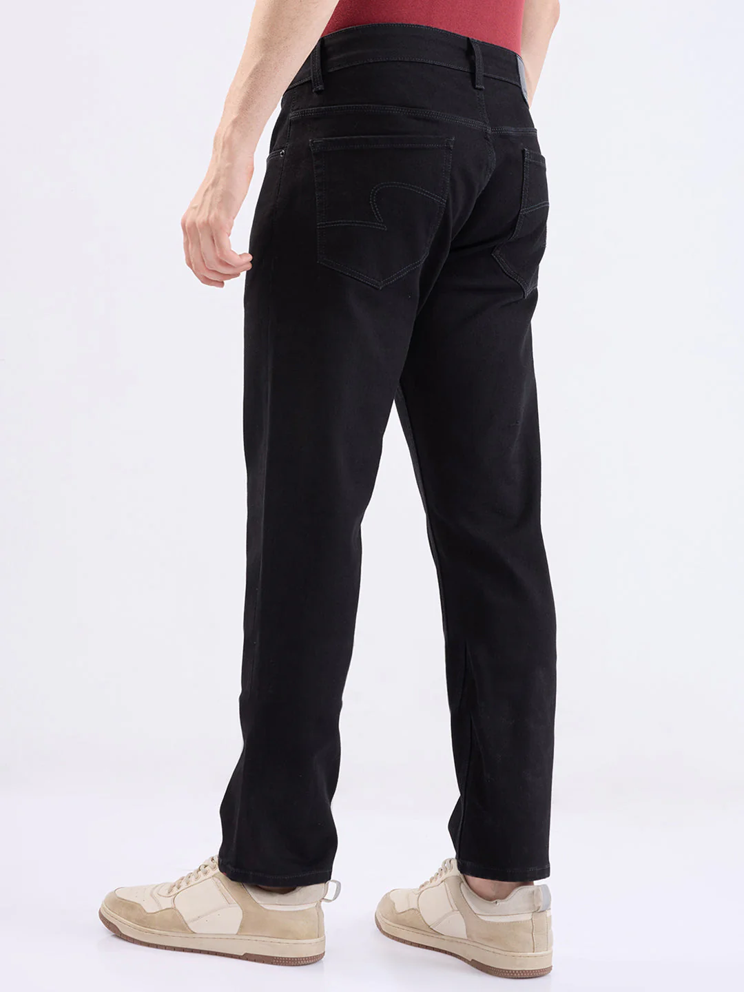 Men Jeans Regular Fit Black Mid Rise - Image 4