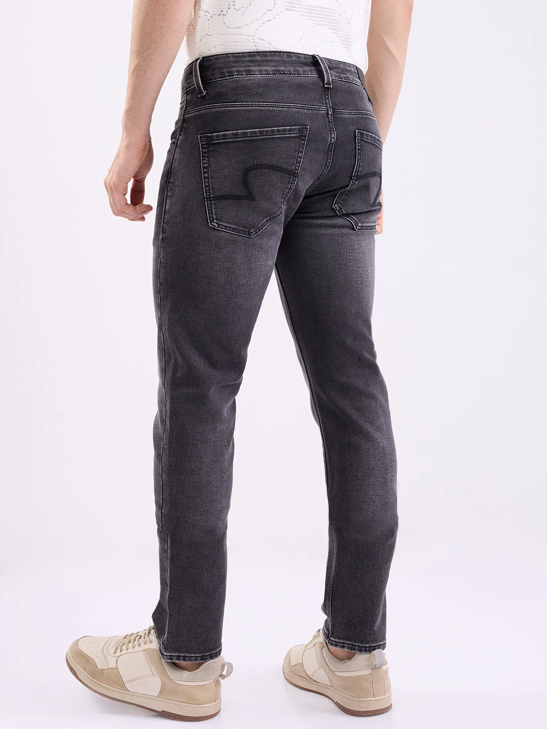 Men Jeans Regular Fit Black Mid Rise - Image 4