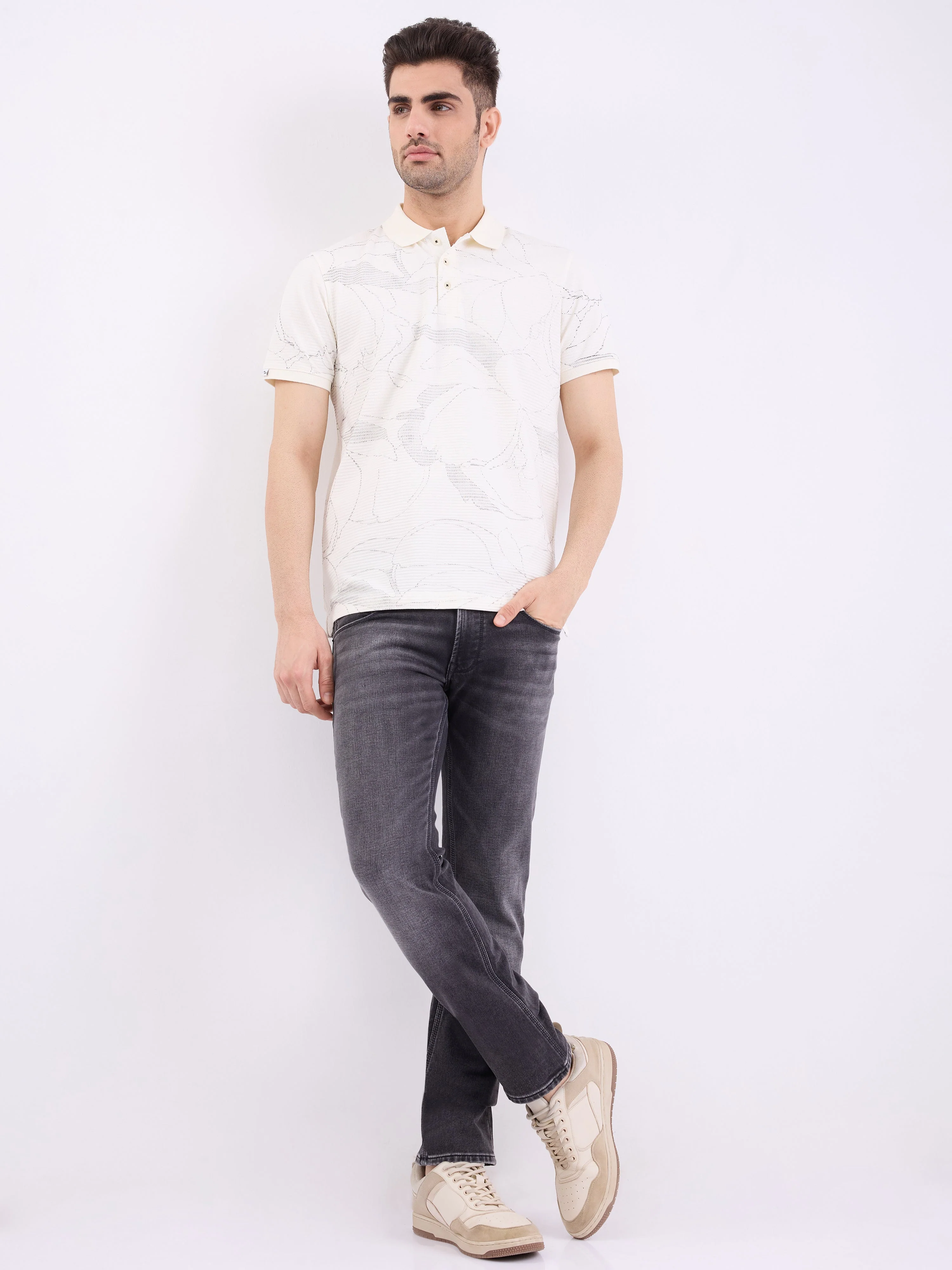 Men Jeans Regular Fit Black Mid Rise - Image 7