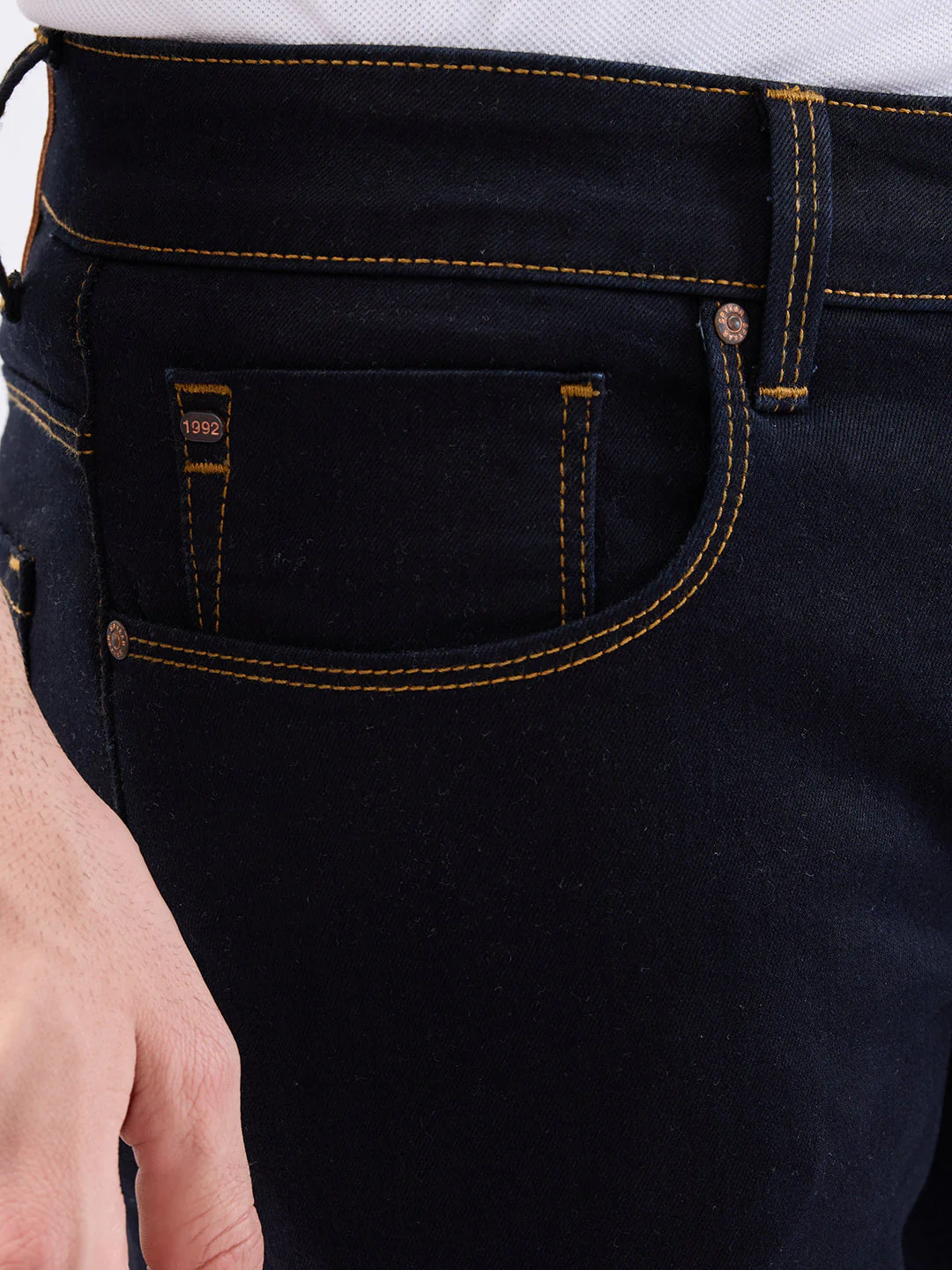 Men Jeans Regular Fit Blue Mid Rise - Image 6