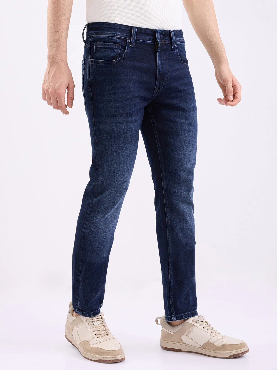 Men Jeans Regular Fit Dark Blue Mid Rise - Image 2
