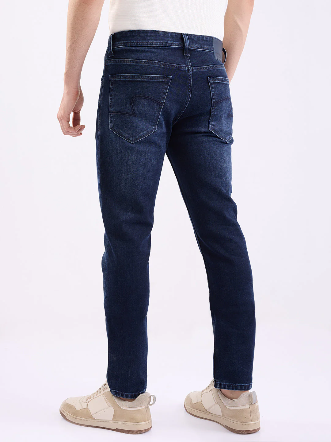 Men Jeans Regular Fit Dark Blue Mid Rise - Image 4