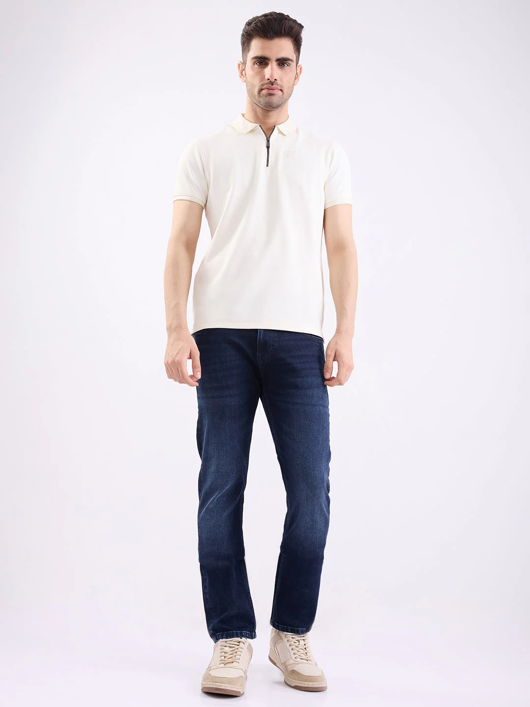 Men Jeans Regular Fit Dark Blue Mid Rise - Image 5